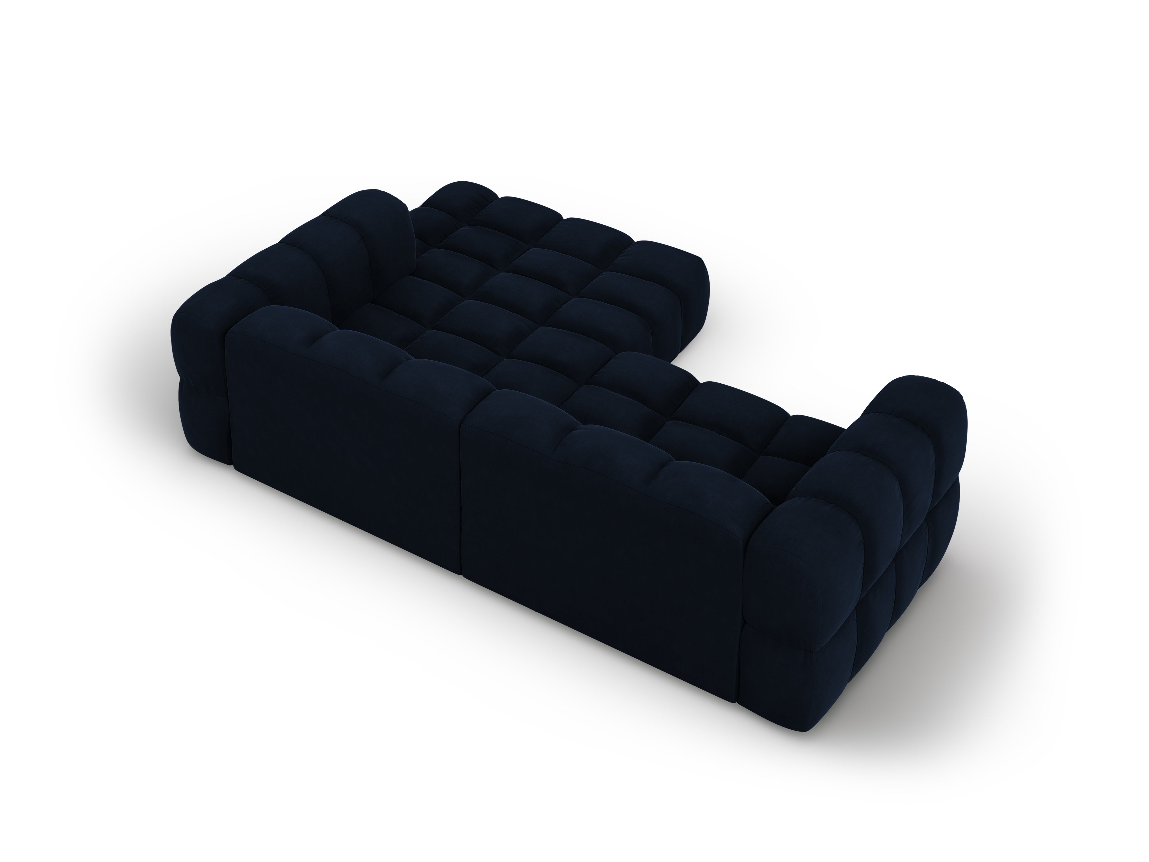 Narożnik aksamitny prawostronny 3-osobowy SKY granat królewski Cosmopolitan Design Eye on Design