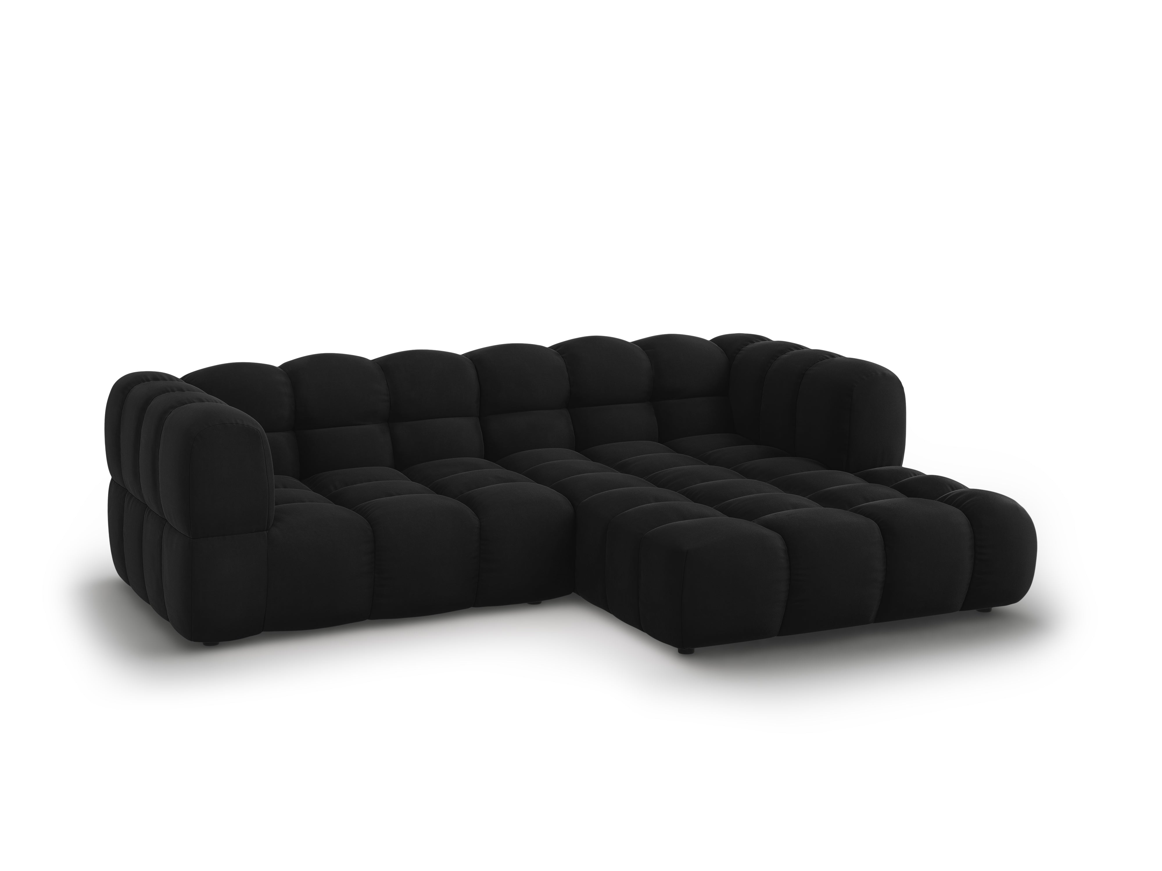 Narożnik aksamitny prawostronny 3-osobowy SKY czarny Cosmopolitan Design Eye on Design