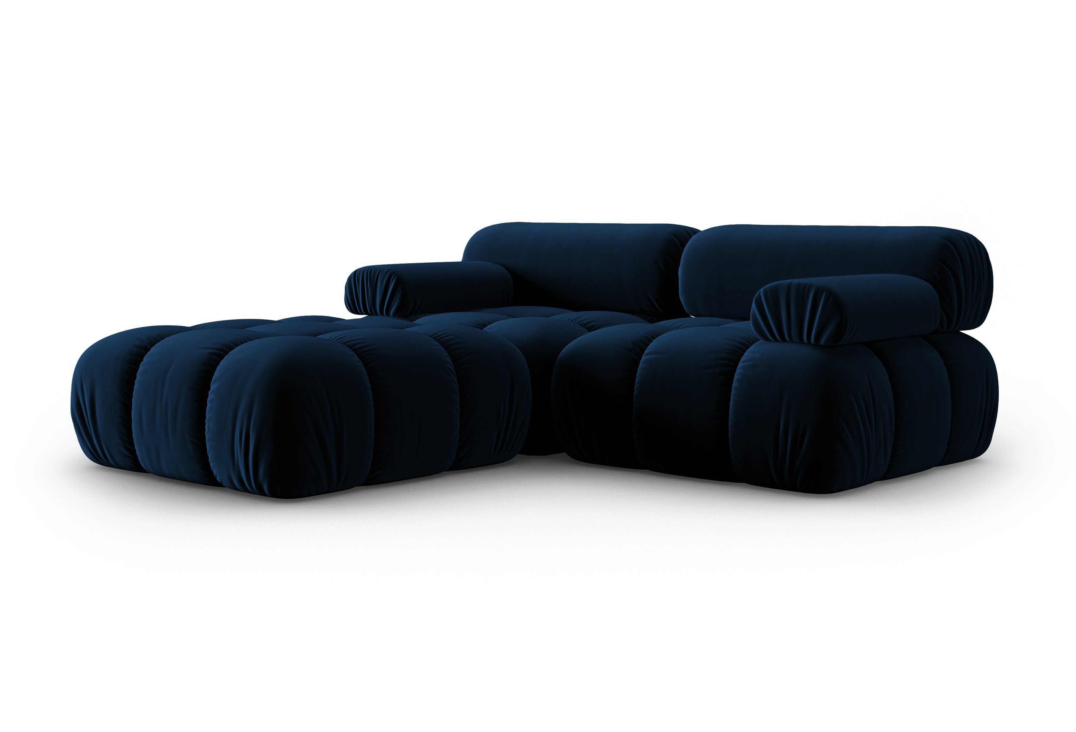 Velvet Corner Sofa for 3 People CORTINA in Royal Blue