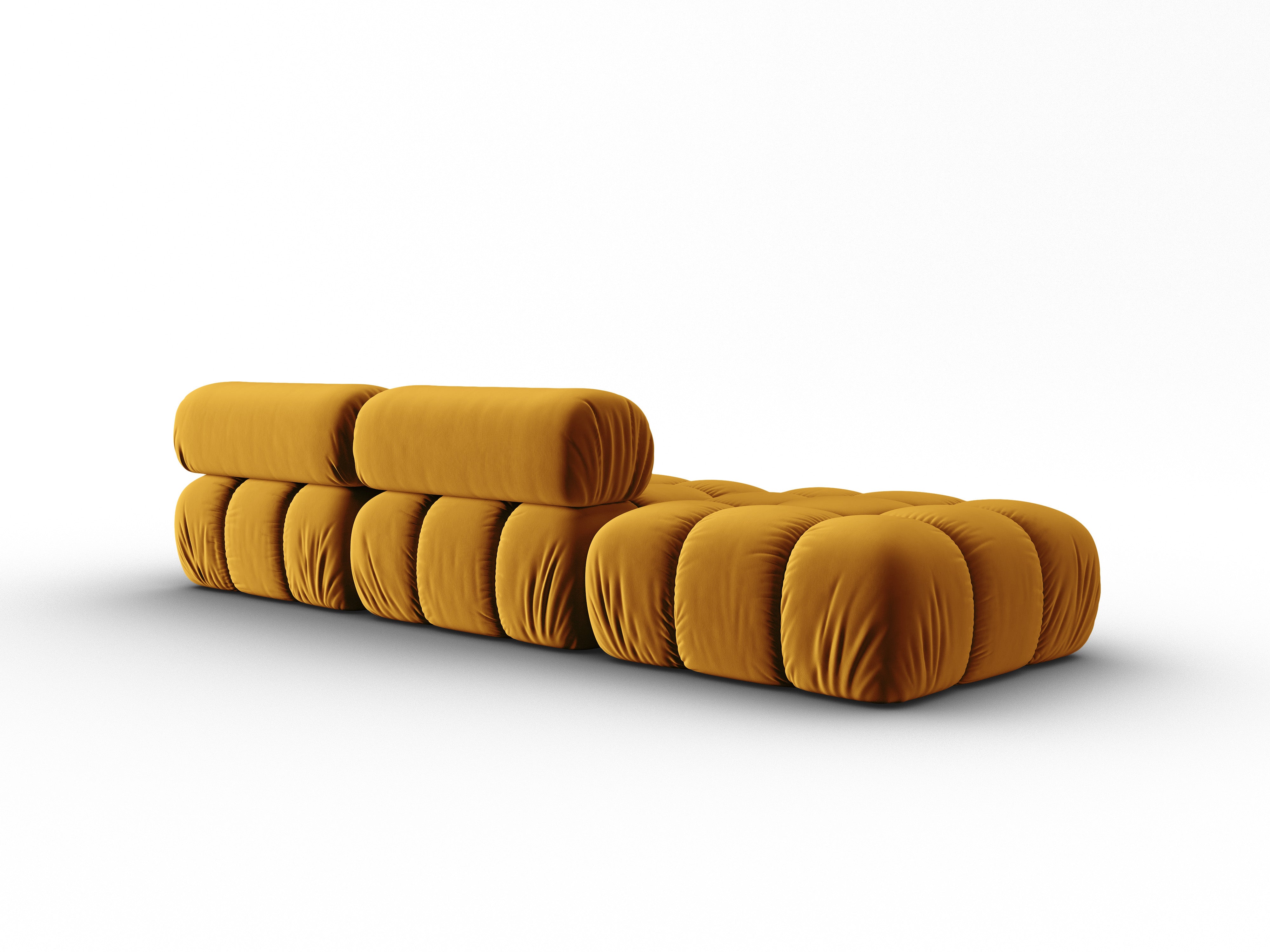 Sofa aksamitná 3-místná otevřená levostranná CORTINA žlutá