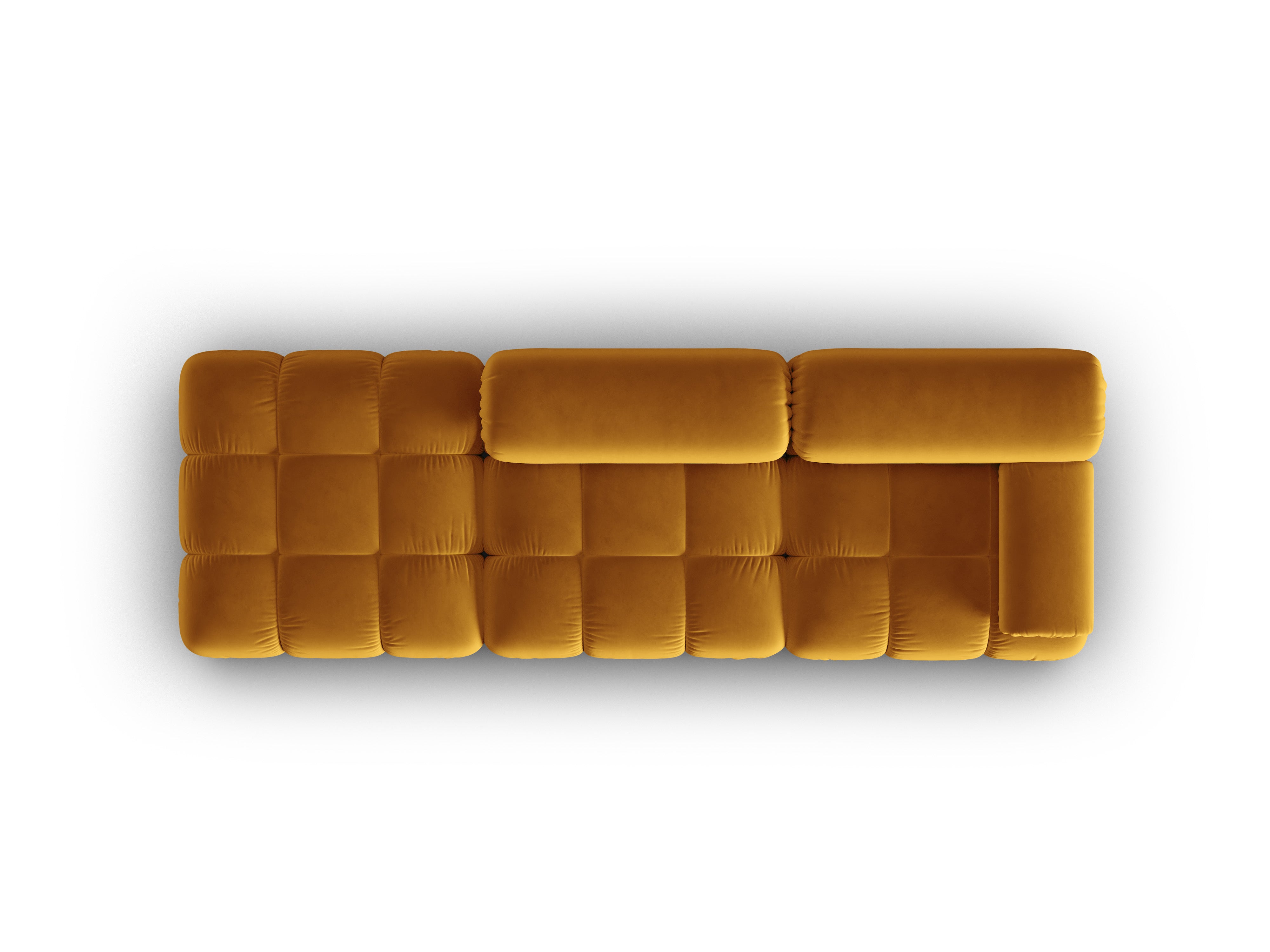 Sofa aksamitná 3-místná otevřená levostranná CORTINA žlutá
