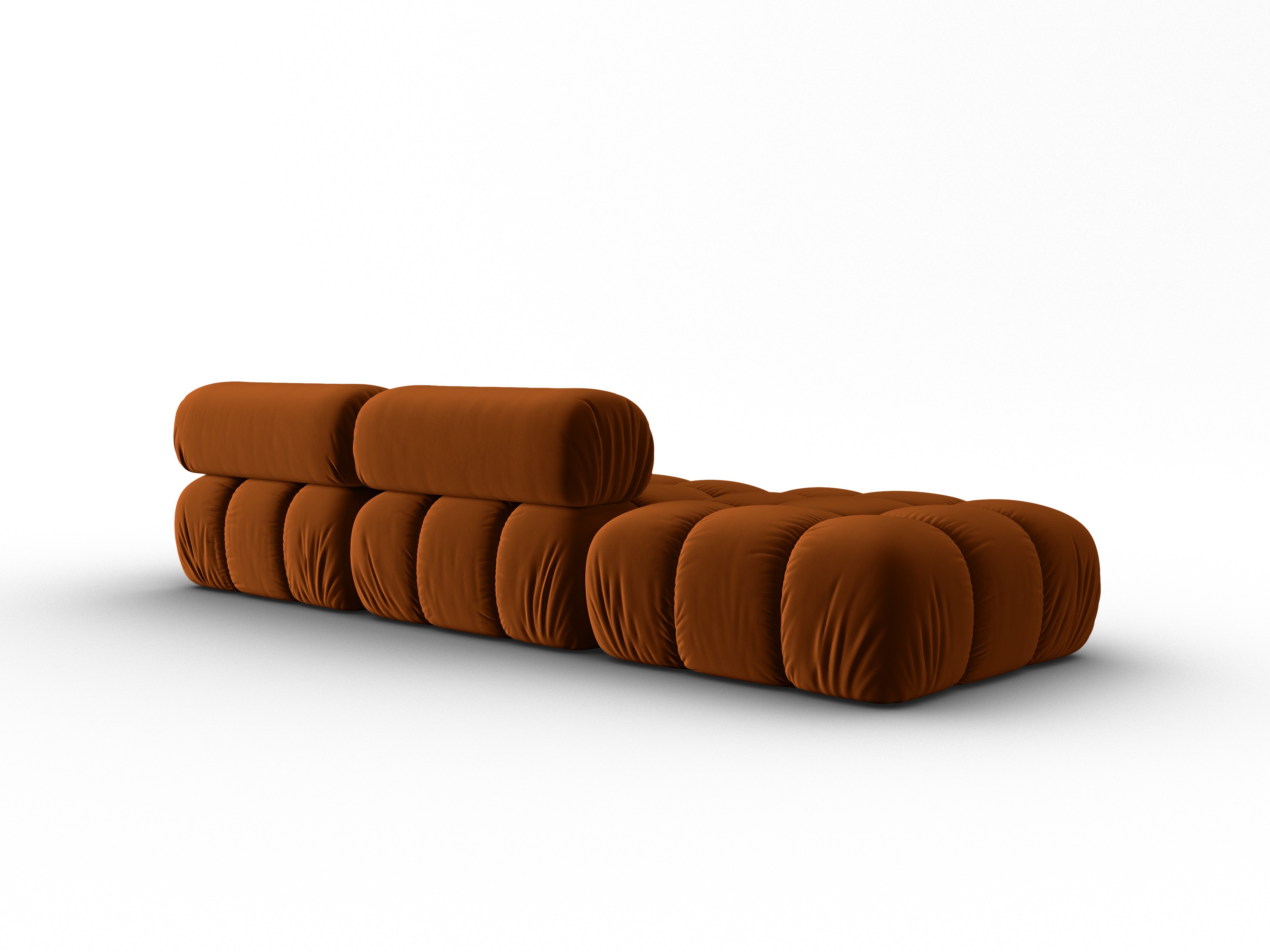 Sofa sametová 3-místná otevřená levostranná CORTINA terakota