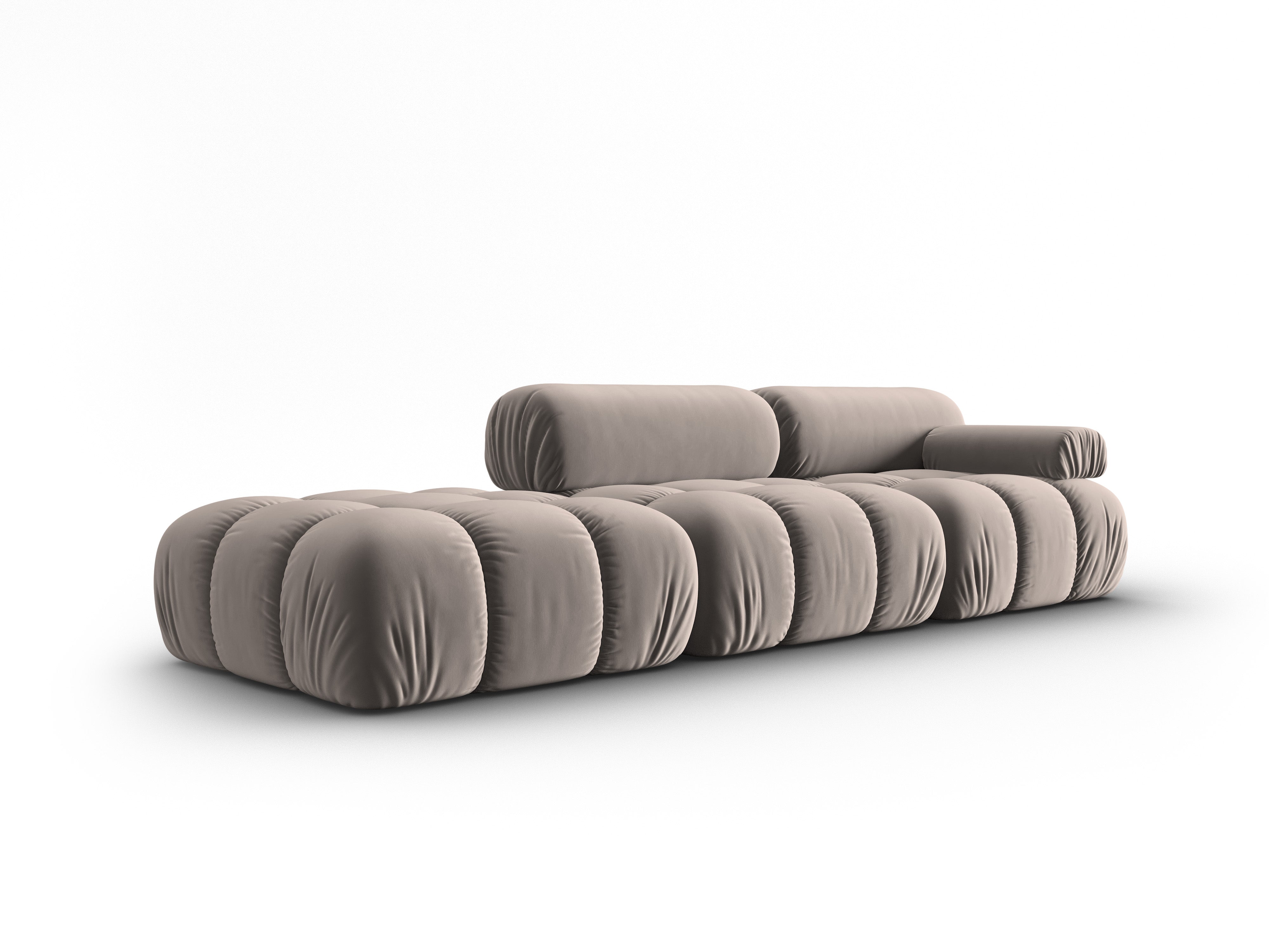 Sofa sametová 3-místná otevřená levostranná CORTINA cappuccino