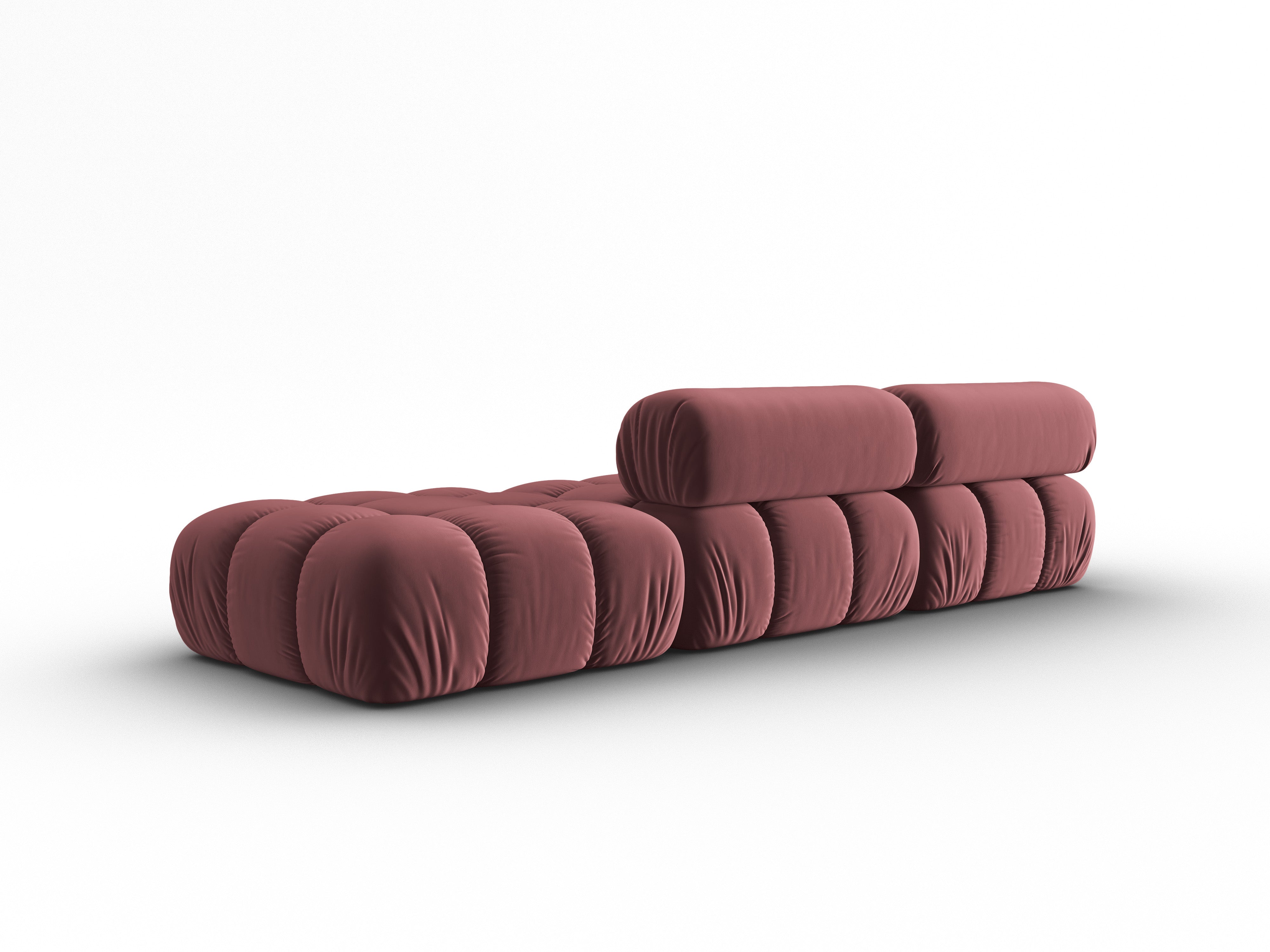 Sofa z aksamitného materiálu, 3-osobová, otevřená, pravostranná, CORTINA, růžová.