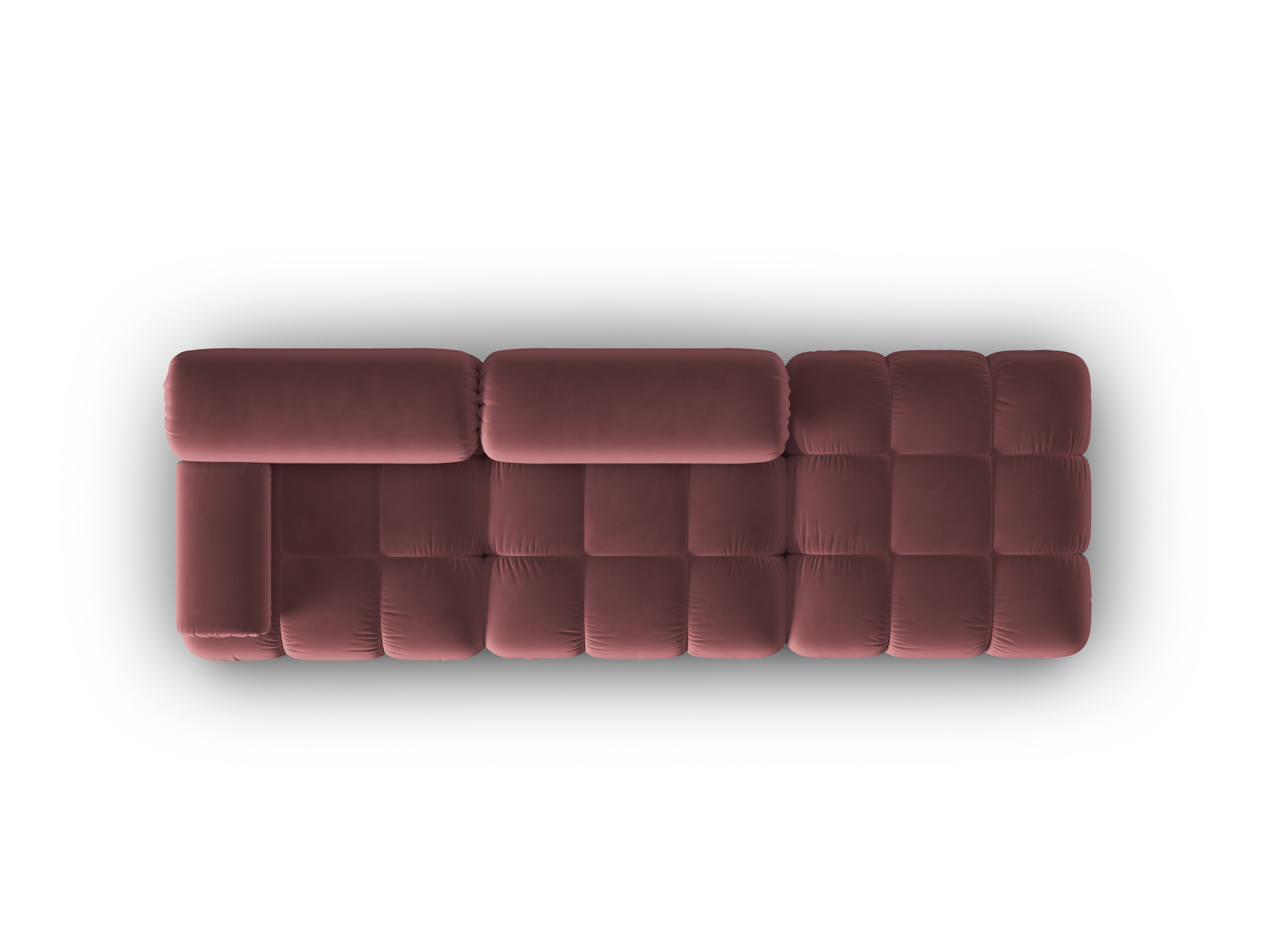 Sofa z aksamitného materiálu, 3-osobová, otevřená, pravostranná, CORTINA, růžová.