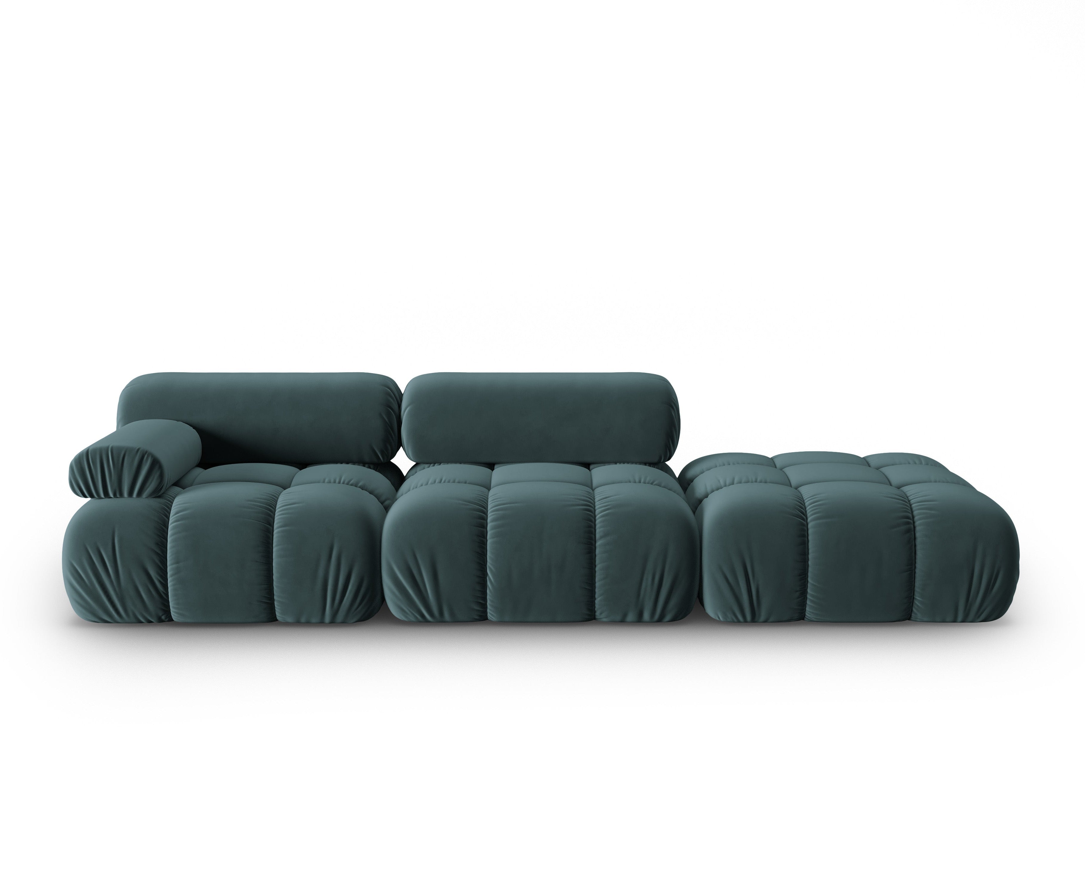 Sofa aksamitná 3-místná otevřená pravostranná CORTINA tyrkysová