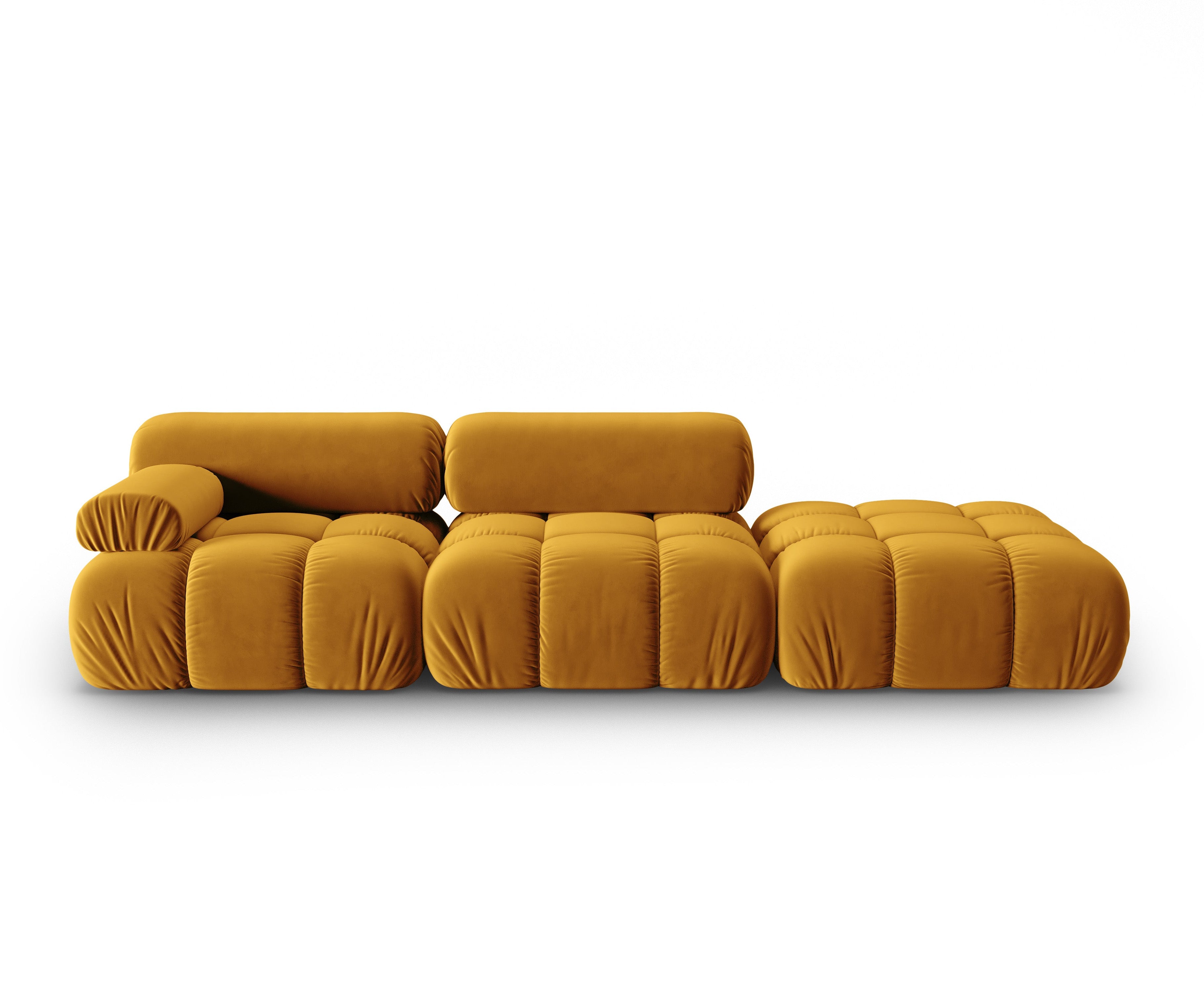 Sofa sametová 3-místná otevřená pravostranná CORTINA žlutá