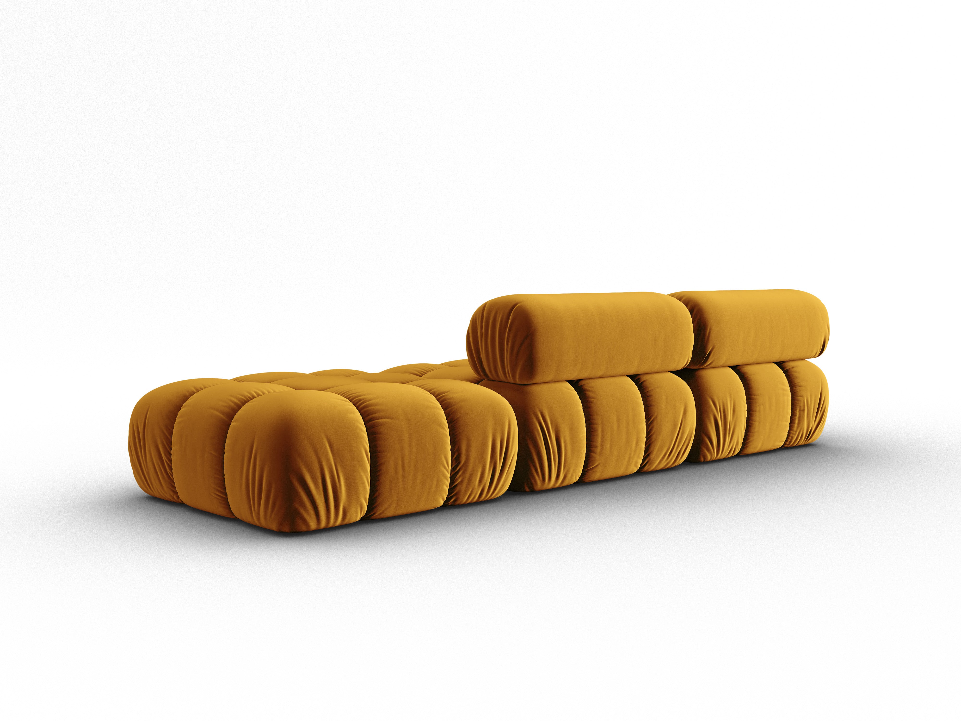 Sofa sametová 3-místná otevřená pravostranná CORTINA žlutá