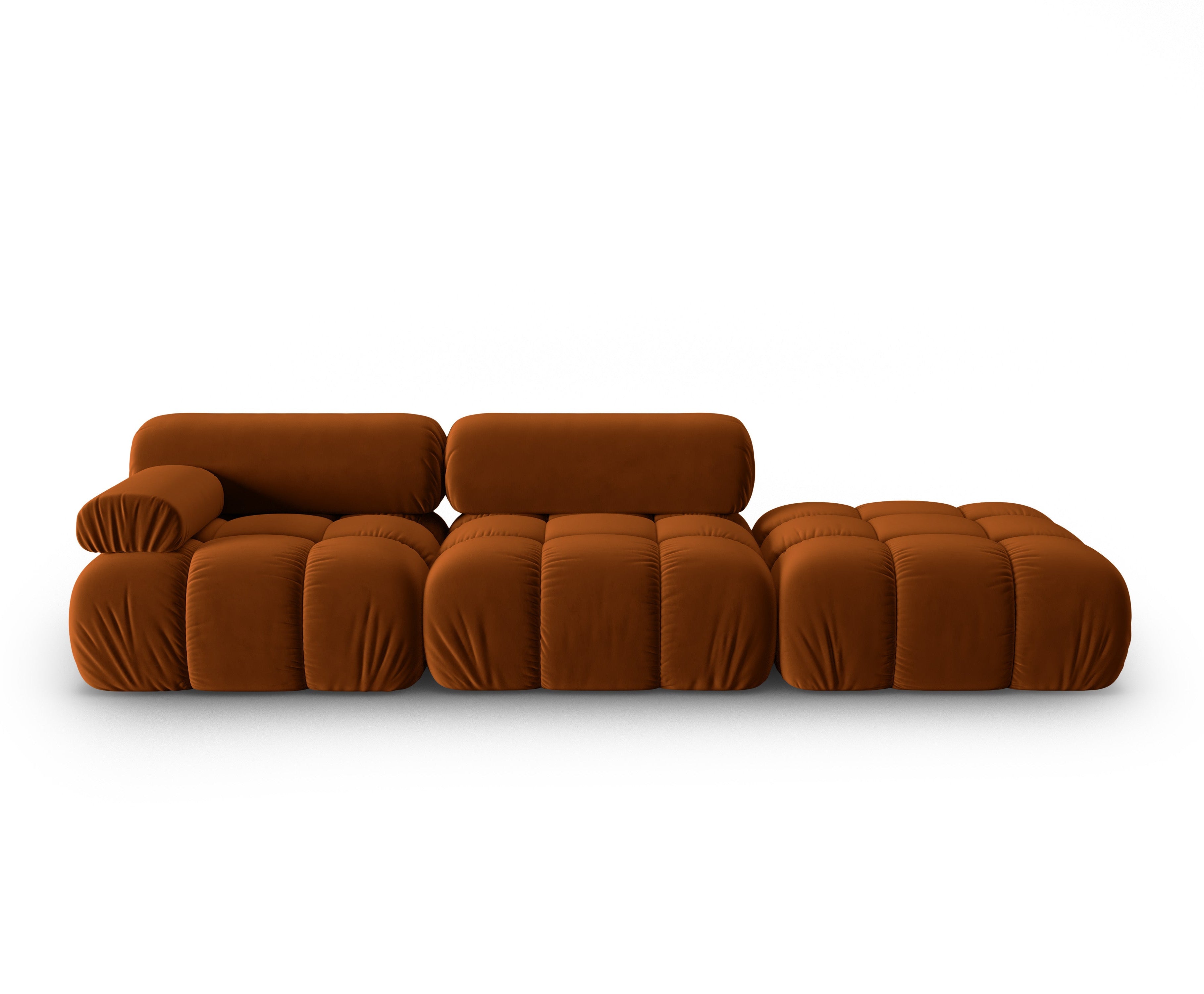 Sofa sametová 3-místná otevřená pravostranná CORTINA terakota