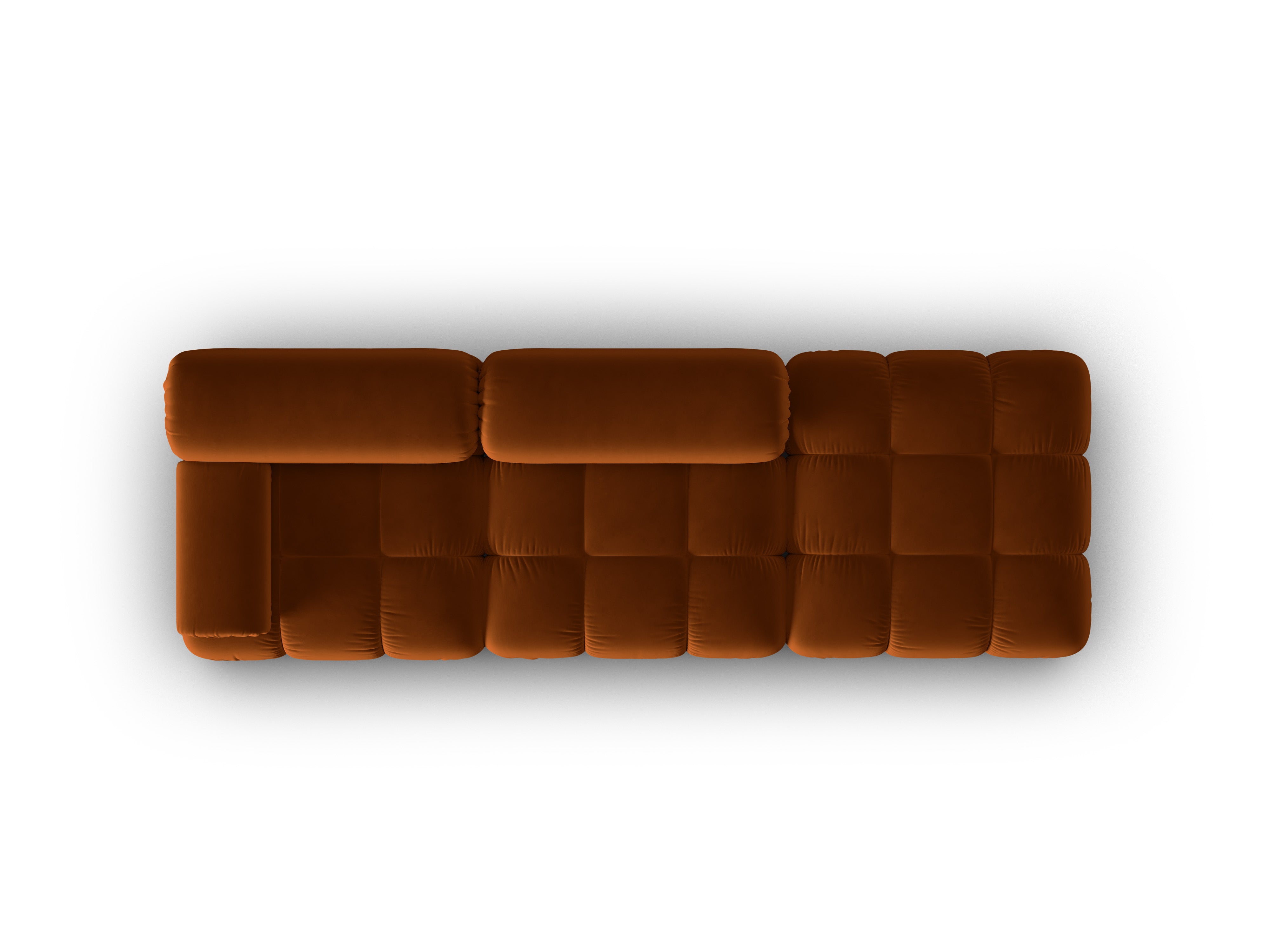 Sofa sametová 3-místná otevřená pravostranná CORTINA terakota