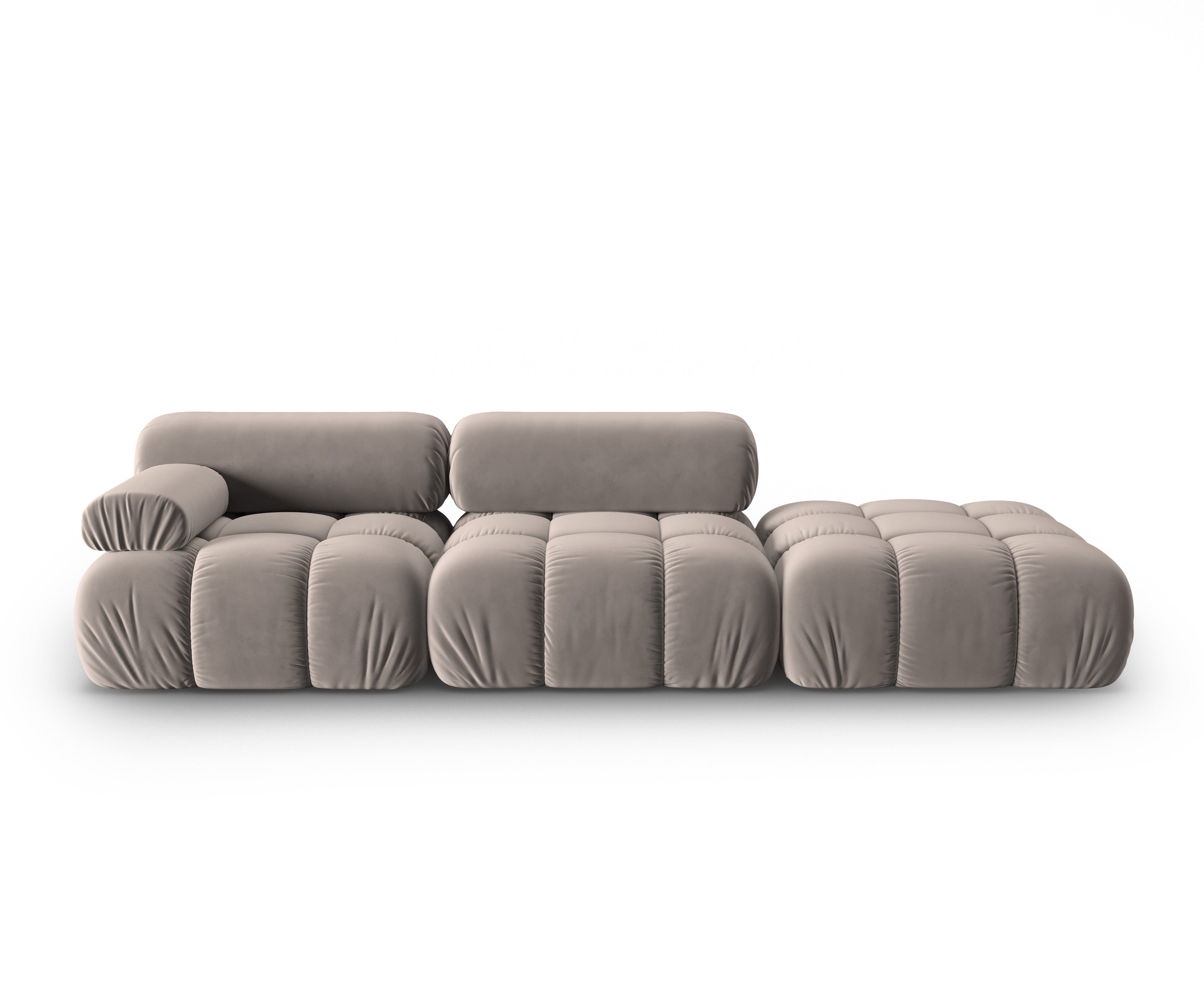 Sofa sametová 3-místná otevřená pravostranná CORTINA cappuccino