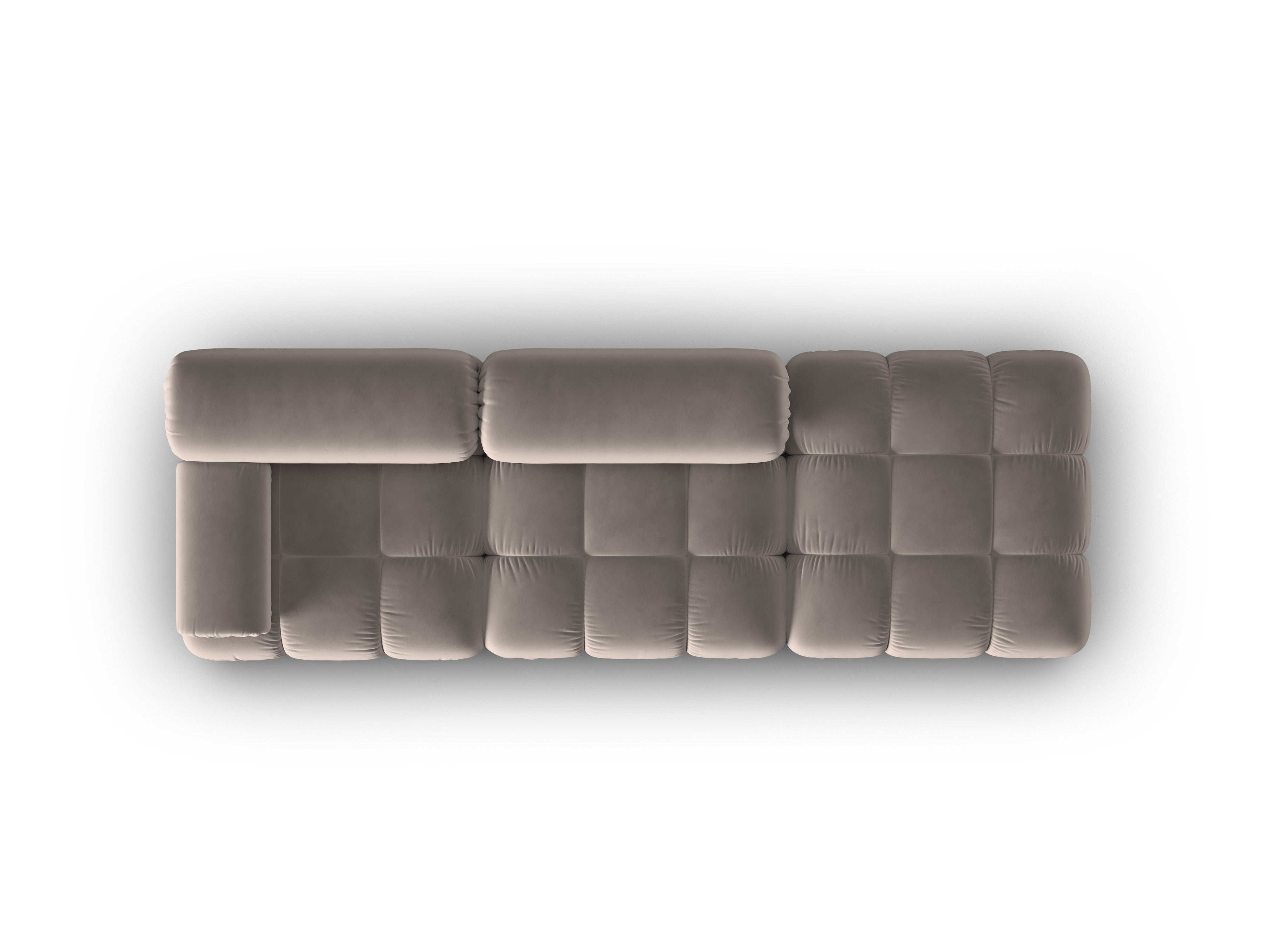 Sofa sametová 3-místná otevřená pravostranná CORTINA cappuccino