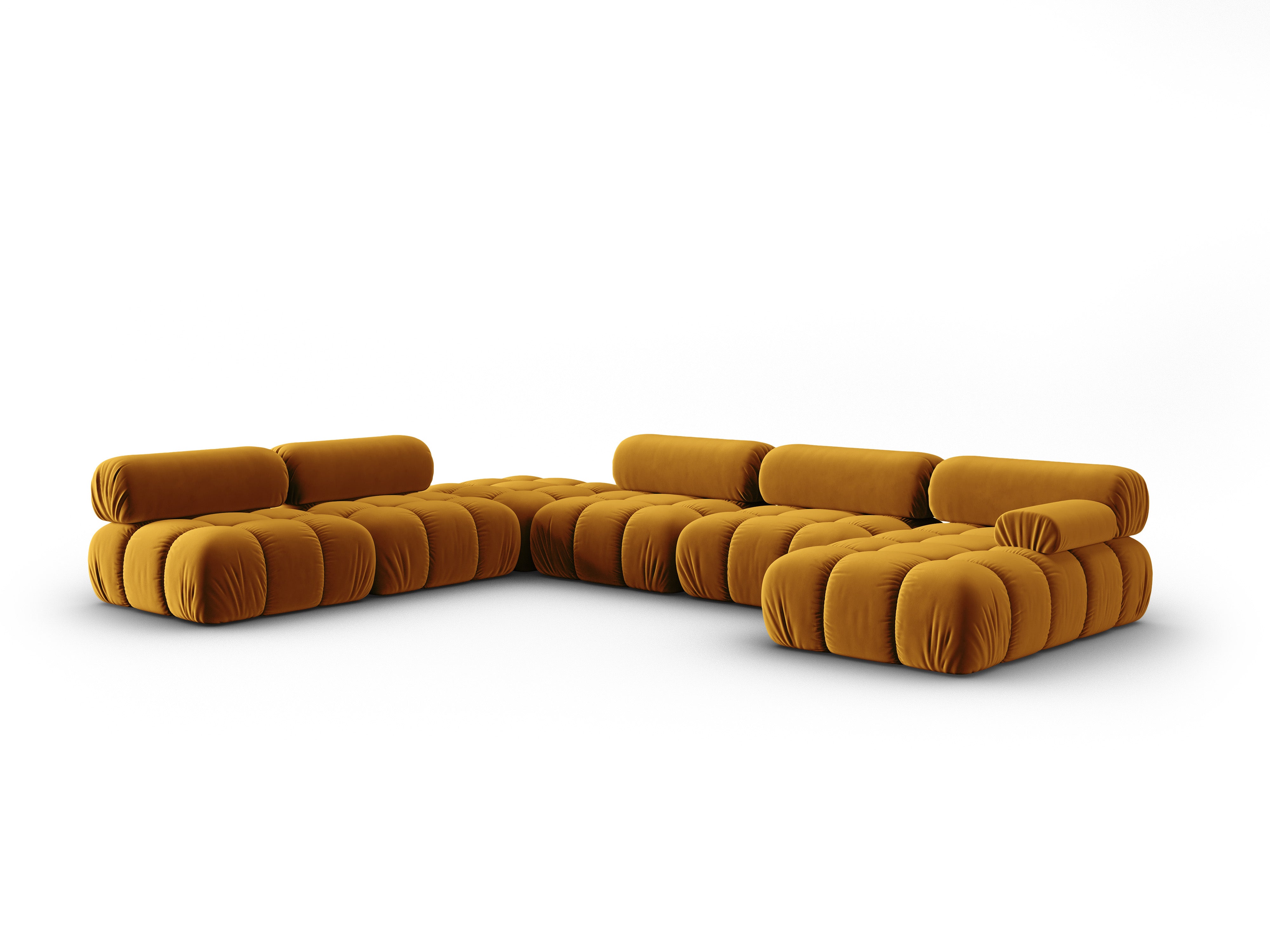 CORTINA Yellow Left-Handed Velvet Panoramic Corner Sofa