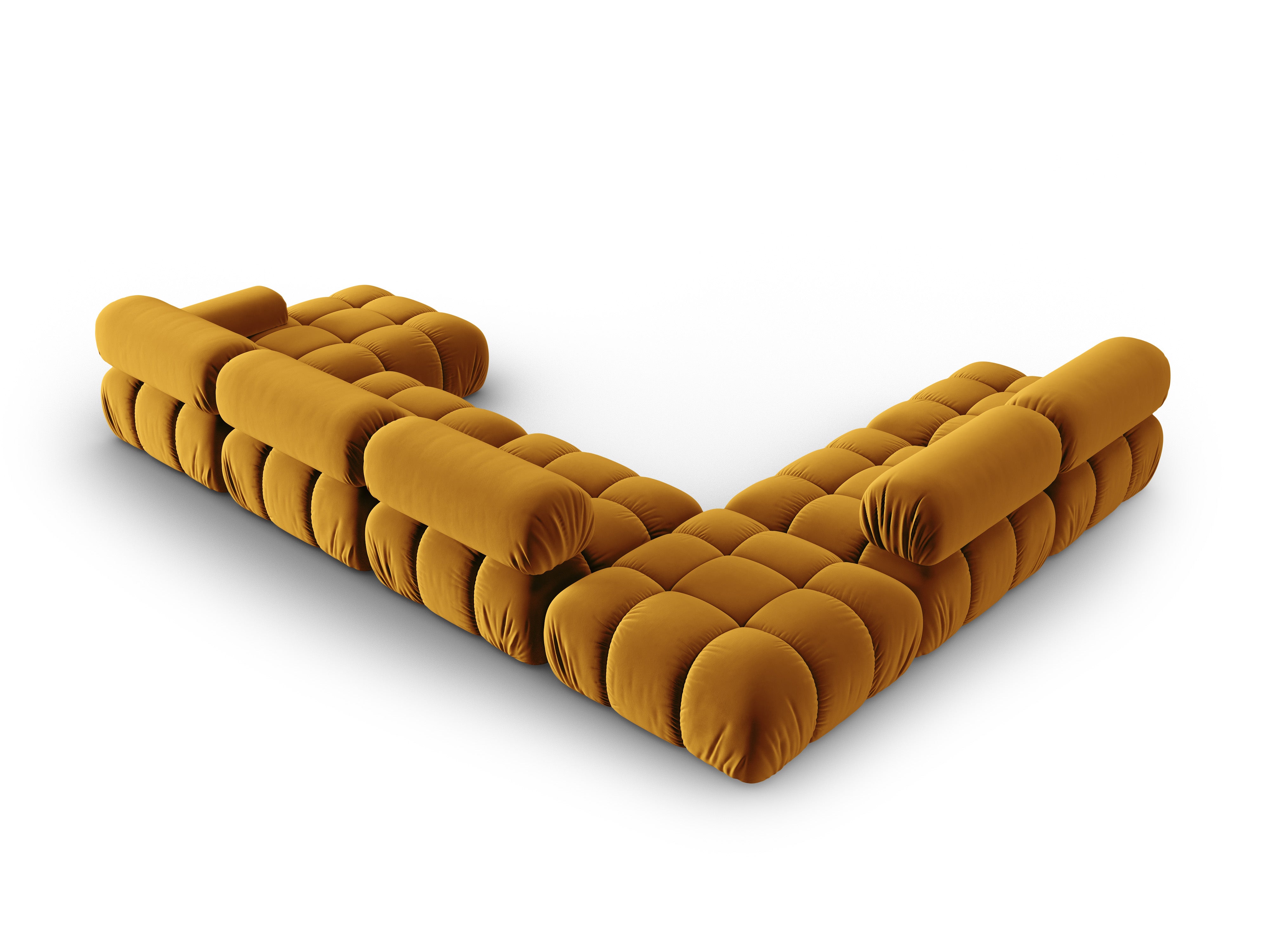 CORTINA Yellow Left-Handed Velvet Panoramic Corner Sofa