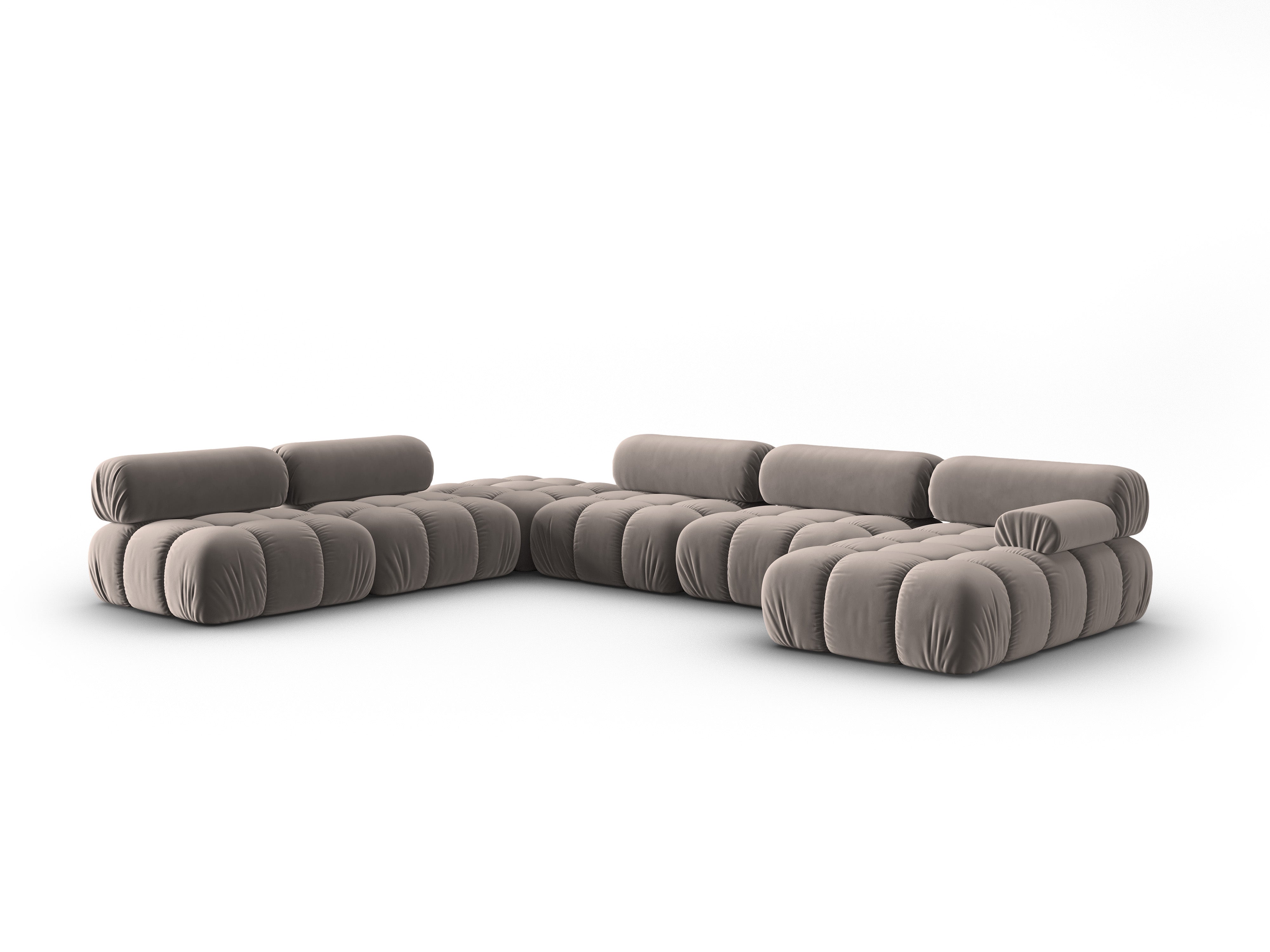 CORTINA Left-Arm Velvet Panoramic Sofa in Cappuccino