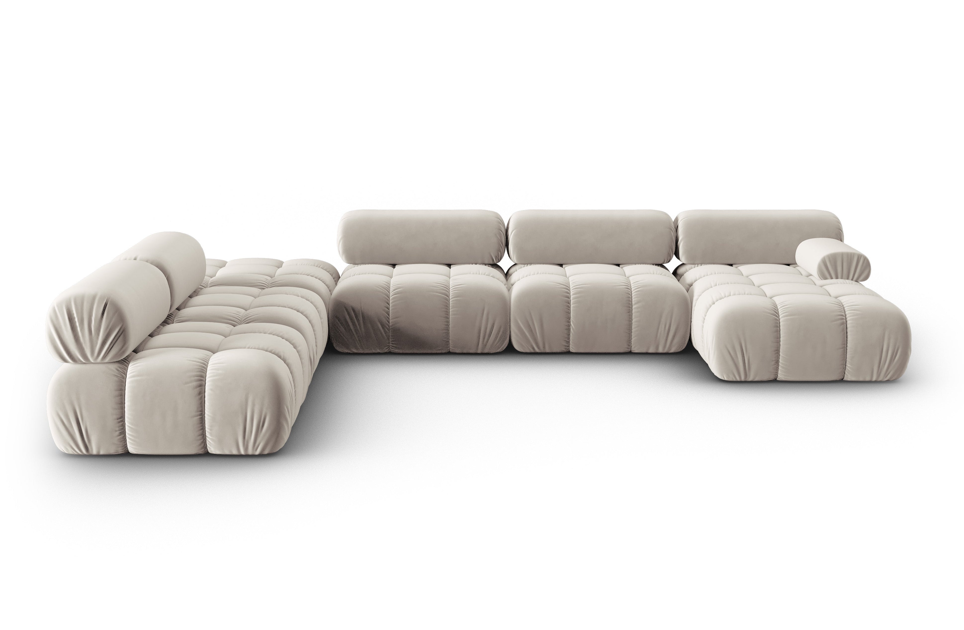 CORTINA Left-Arm Velvet Panoramic Sofa in Beige