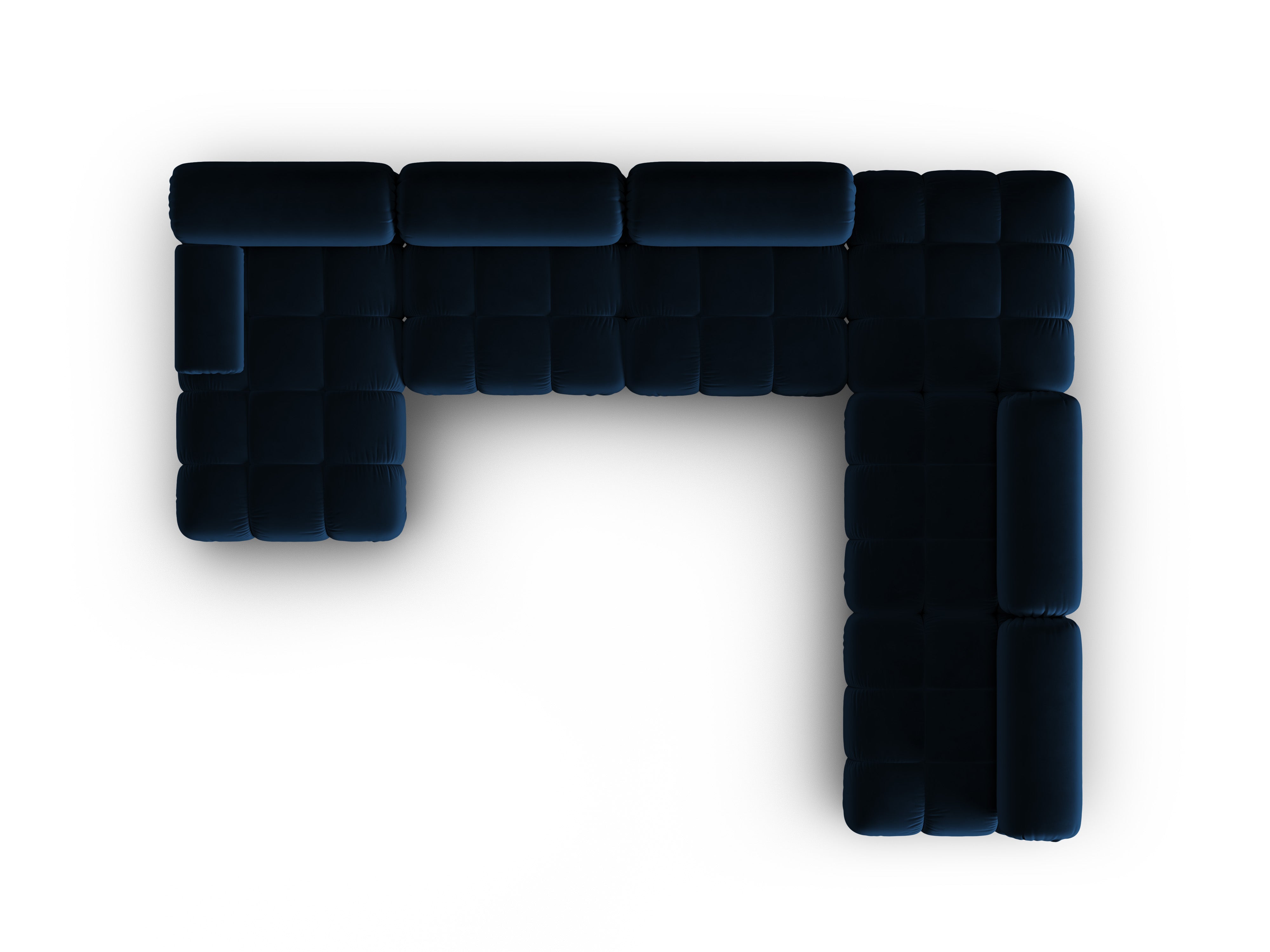 Rohová pohovka panoramatická sametová pravostranná CORTINA královská modrá