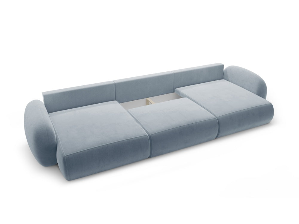 Panoramic velvet sofa with sleeping function for 5 people TONALE blue