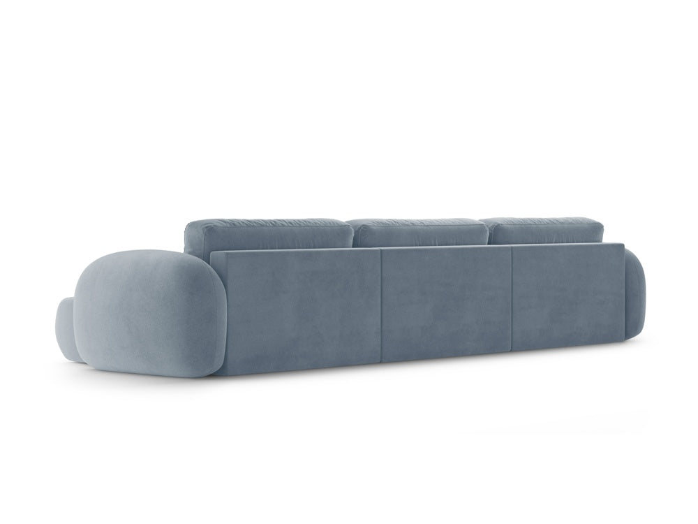 Panoramic velvet sofa with sleeping function for 5 people TONALE blue