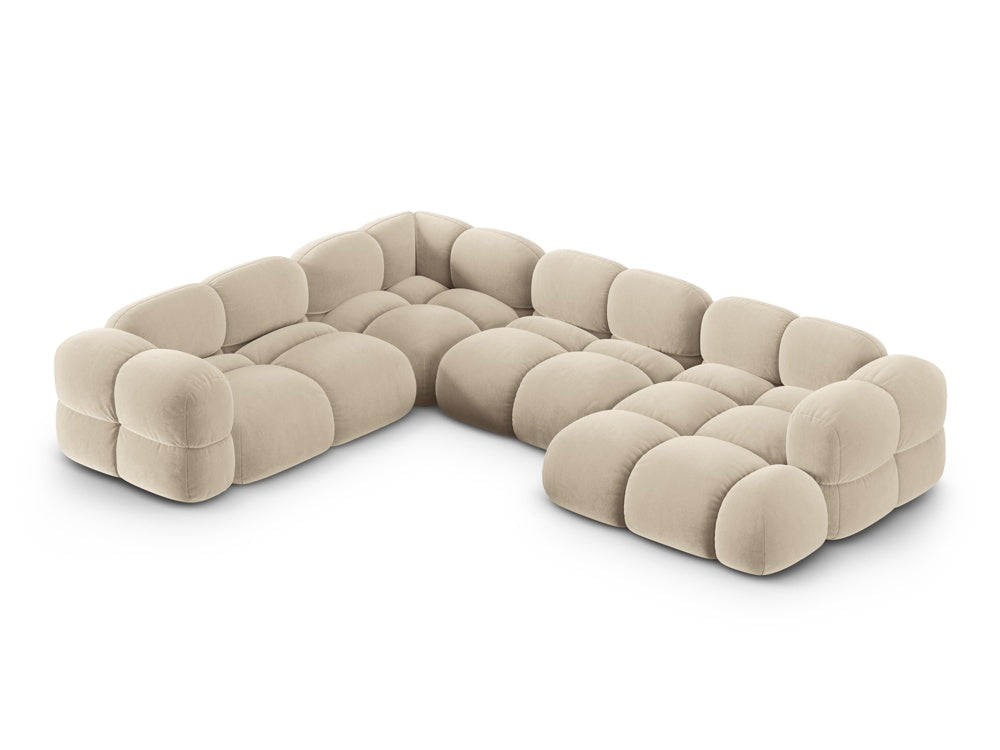 Left-facing U-shaped velvet corner sofa LORETTO beige
