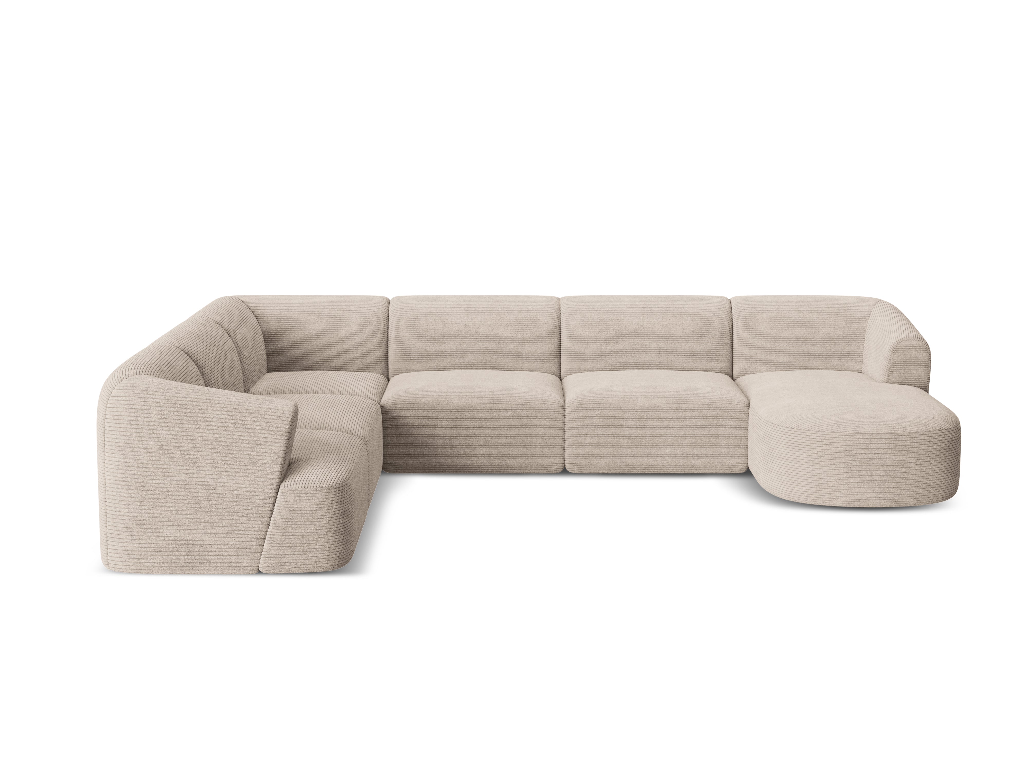 Left-sided panoramic corner sofa for 7 people CAMPI beige corduroy