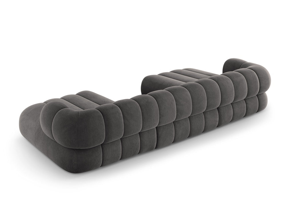 KOGE dark gray velvet panoramic sofa for 6 people