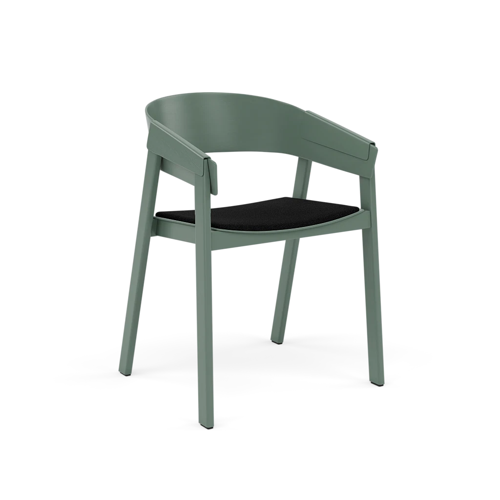 COVER Armchair with Armrests, Customized with Green Base