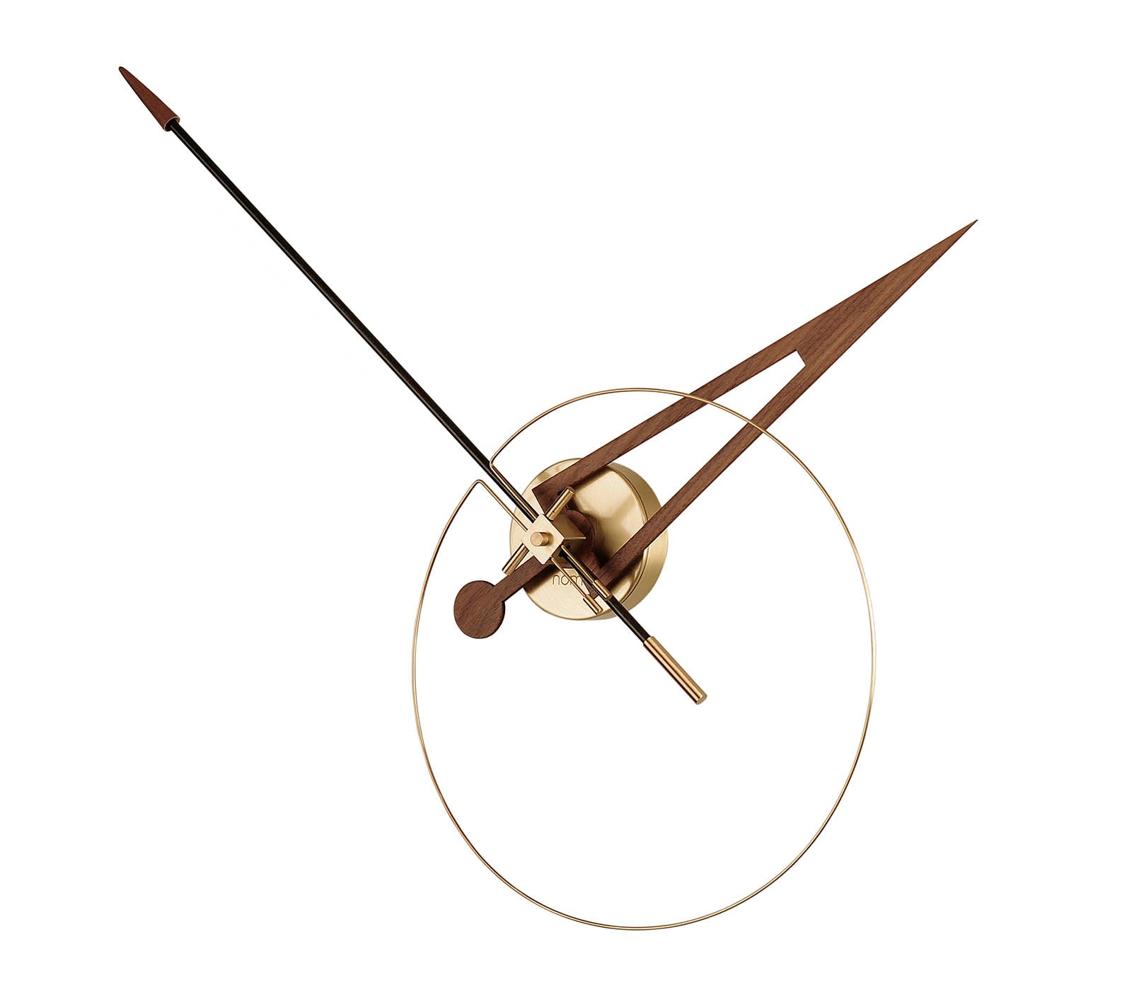Wall Clock CRIS Walnut Wood with Brass Finish