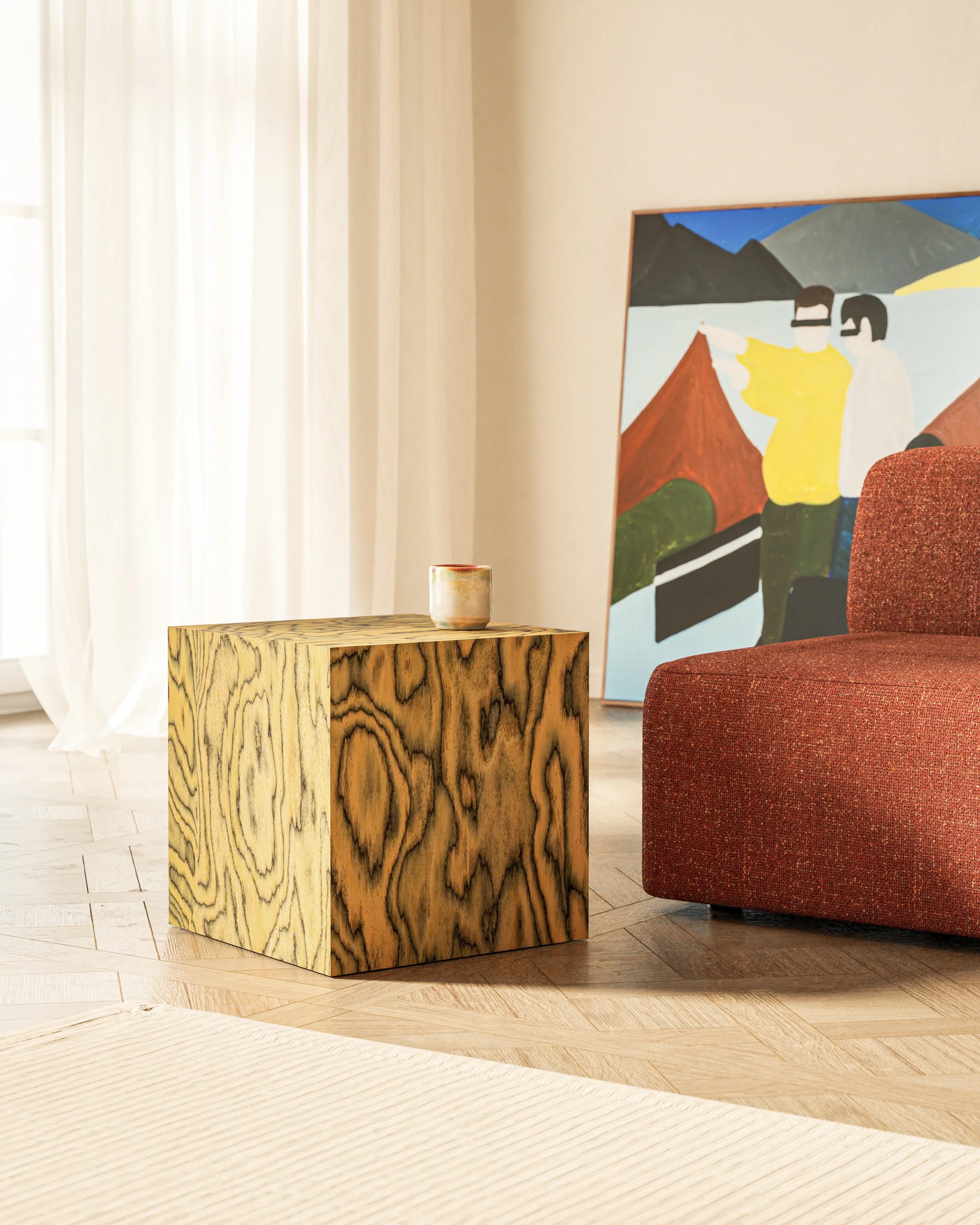 Pomocný stolek CUBE Sottsass žlutý