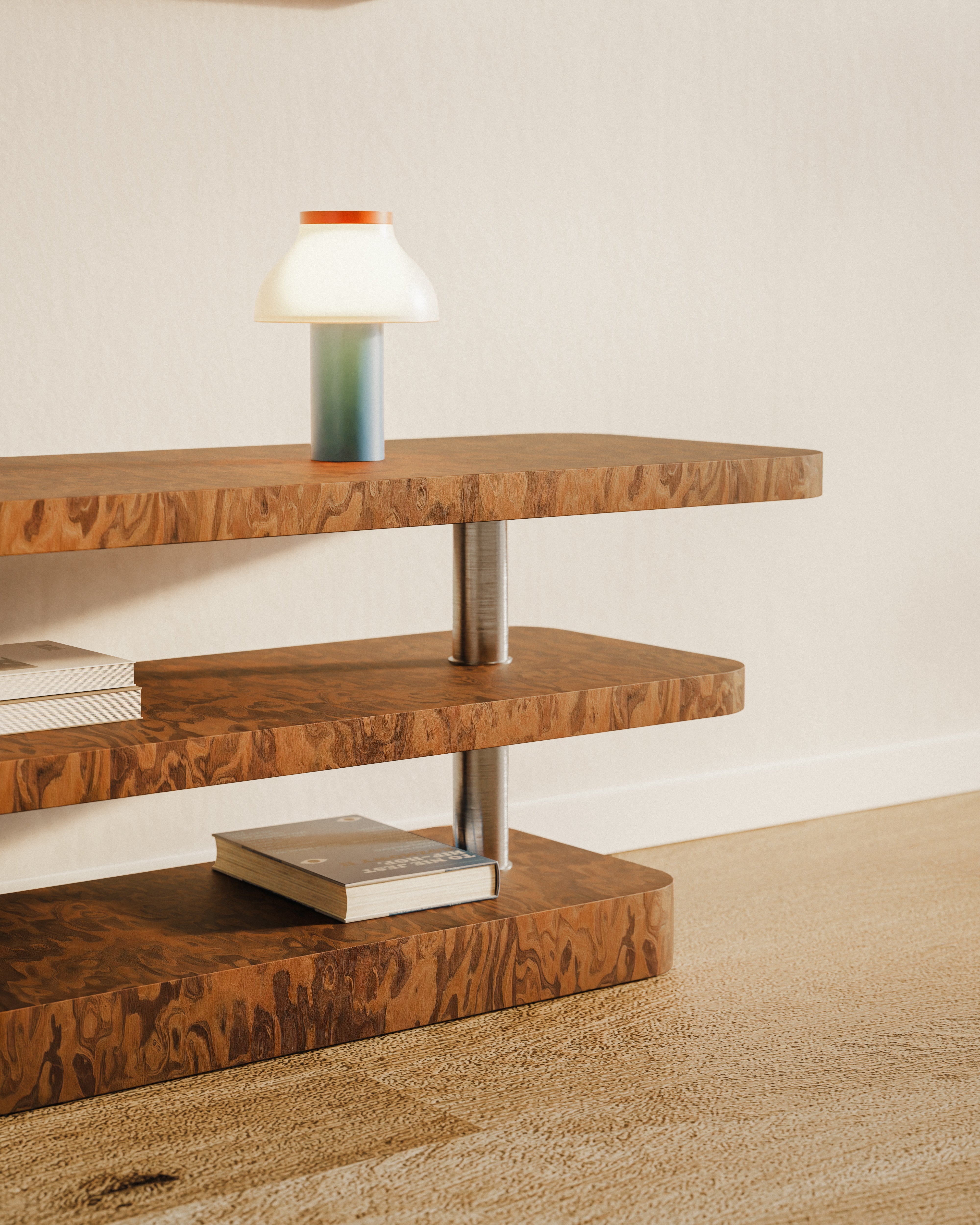 Televizní stolek REL dýha California Burl se ocelovými prvky