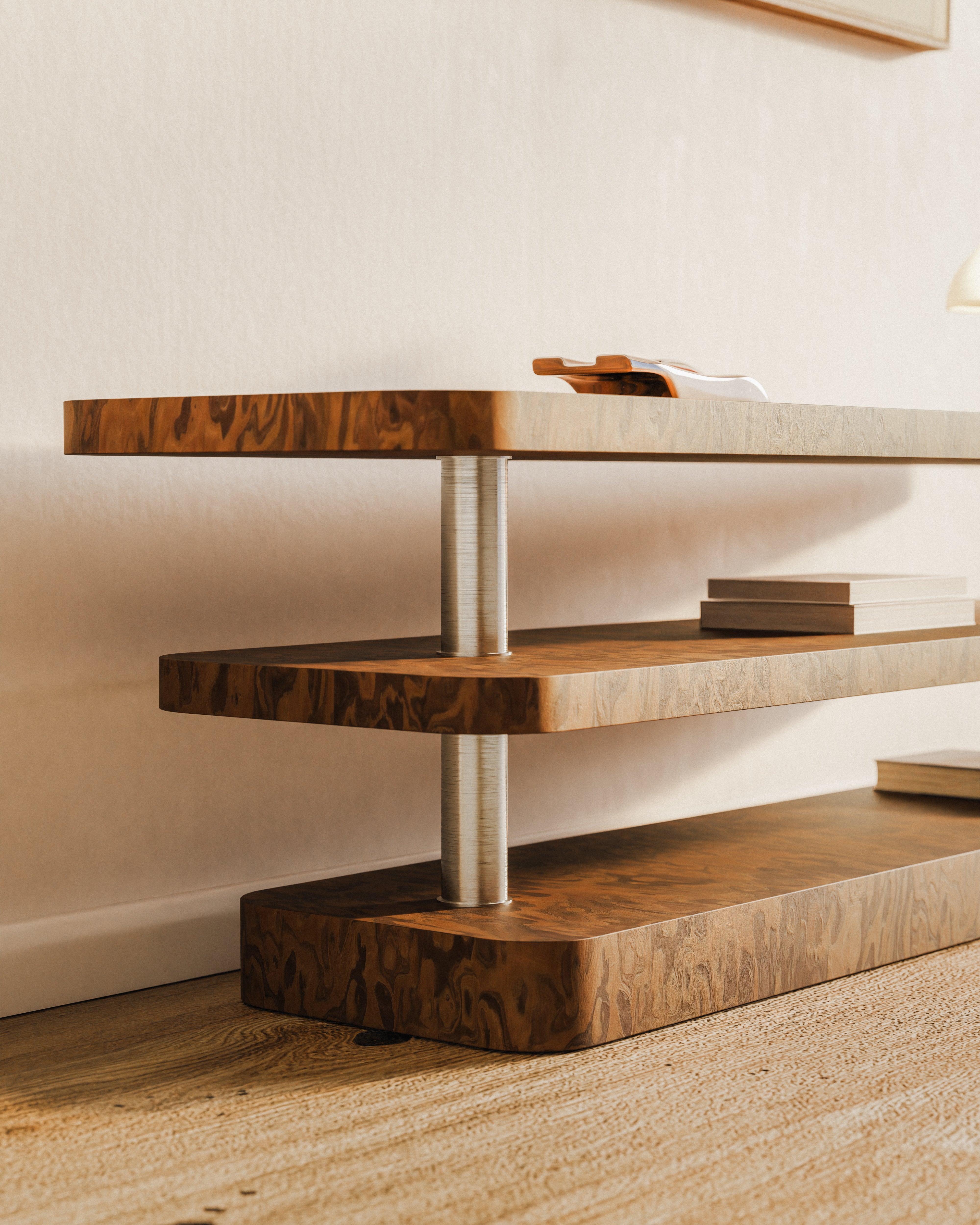 Televizní stolek REL dýha California Burl se ocelovými prvky