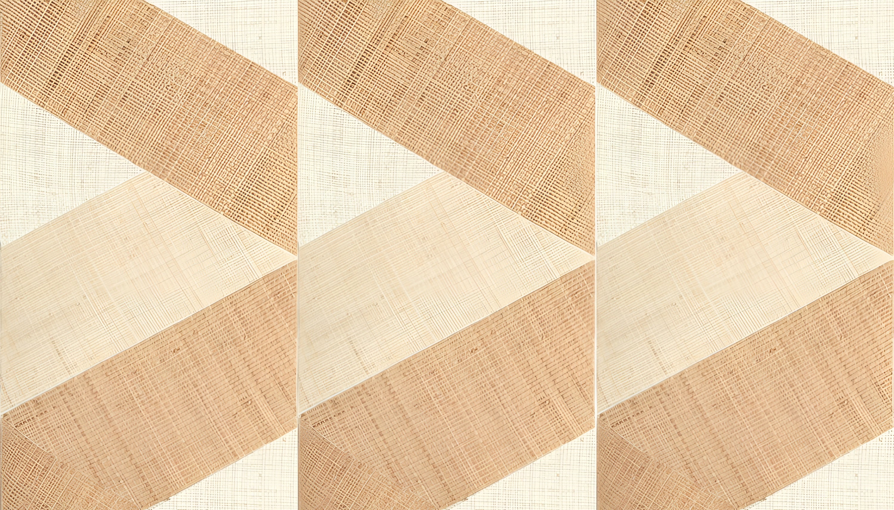 Natural wallpaper with a geometric pattern made of raffia SOLAL - NATUREL light brown with beige