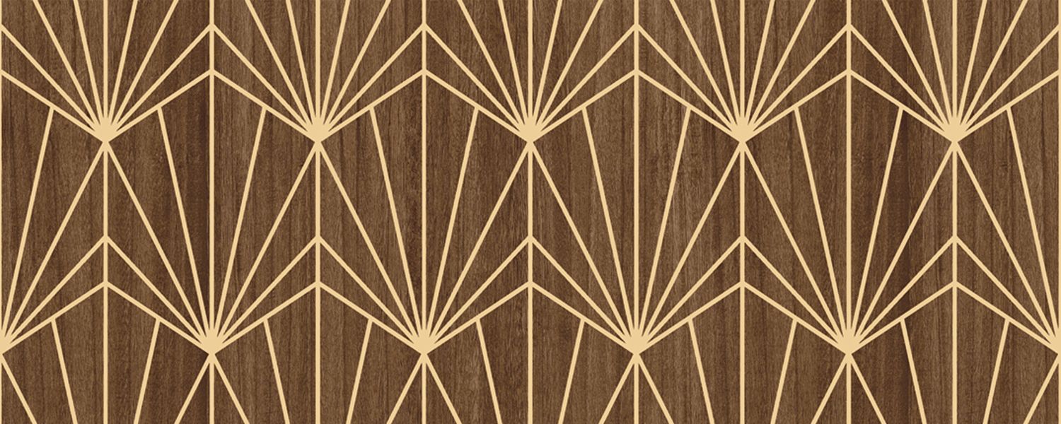 Tapeta z fornirováním s geometrickým vzorem art deco MYTHIQUE - TMAVÝ DUB hnědý dub