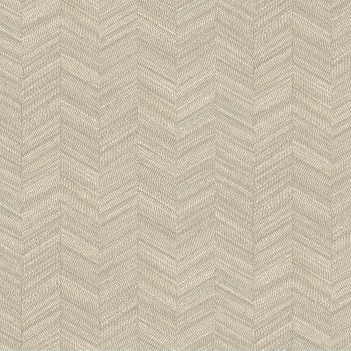 Strukturovaná geometrická tapeta napodobující dřevo s vzorem rybí kosti OCOTEA - PERLE perlově béžová