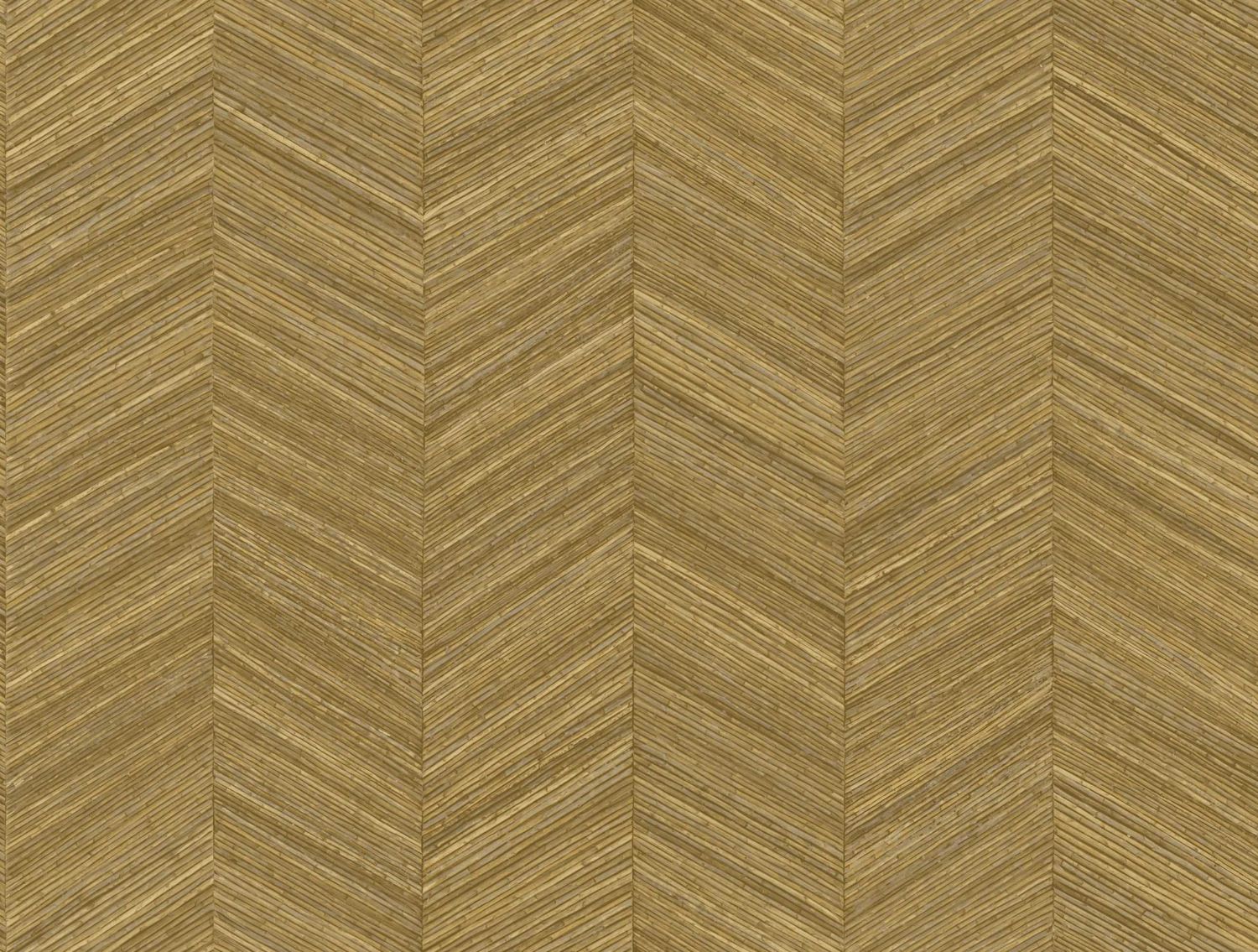 Strukturovaná geometrická tapeta napodobující dřevo s vzorem rybí kosti OCOTEA - OCRE medová