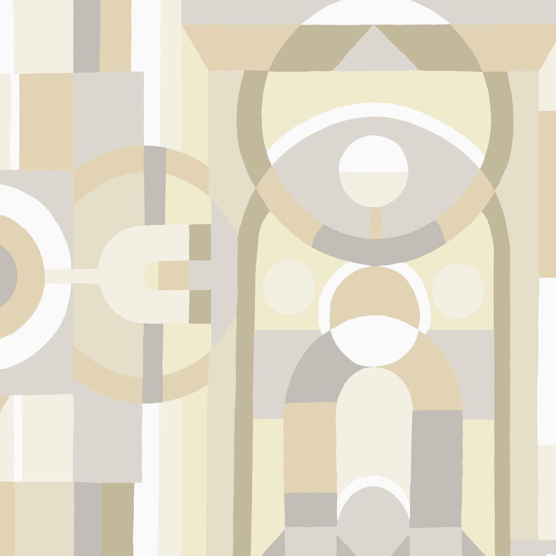 Tapeta s geometrickým motivem vitráže VITRAIL - BÍLÁ/PÍSKOVÁ bílá s béžovou