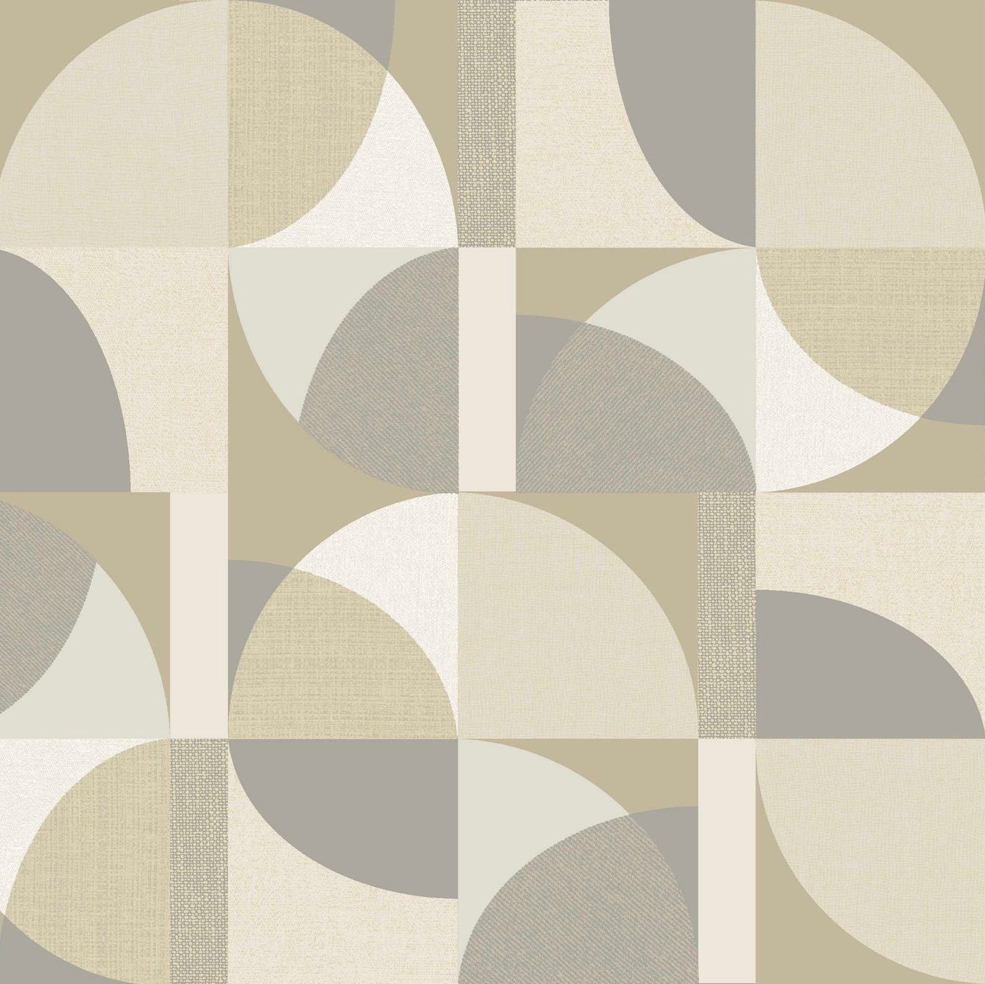 Wallpaper with geometric pattern BARILLET - WHITE/BEIGE white with coffee beige