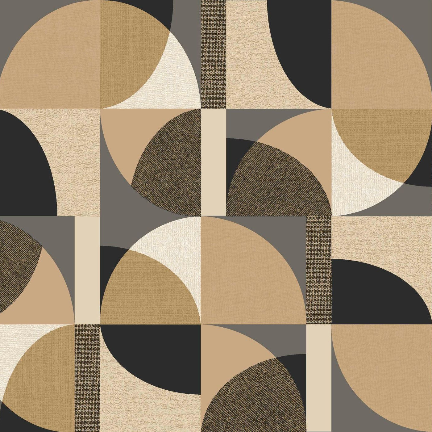 Wallpaper with geometric pattern BARILLET - ANTHRACITE/NUDE anthracite with beige