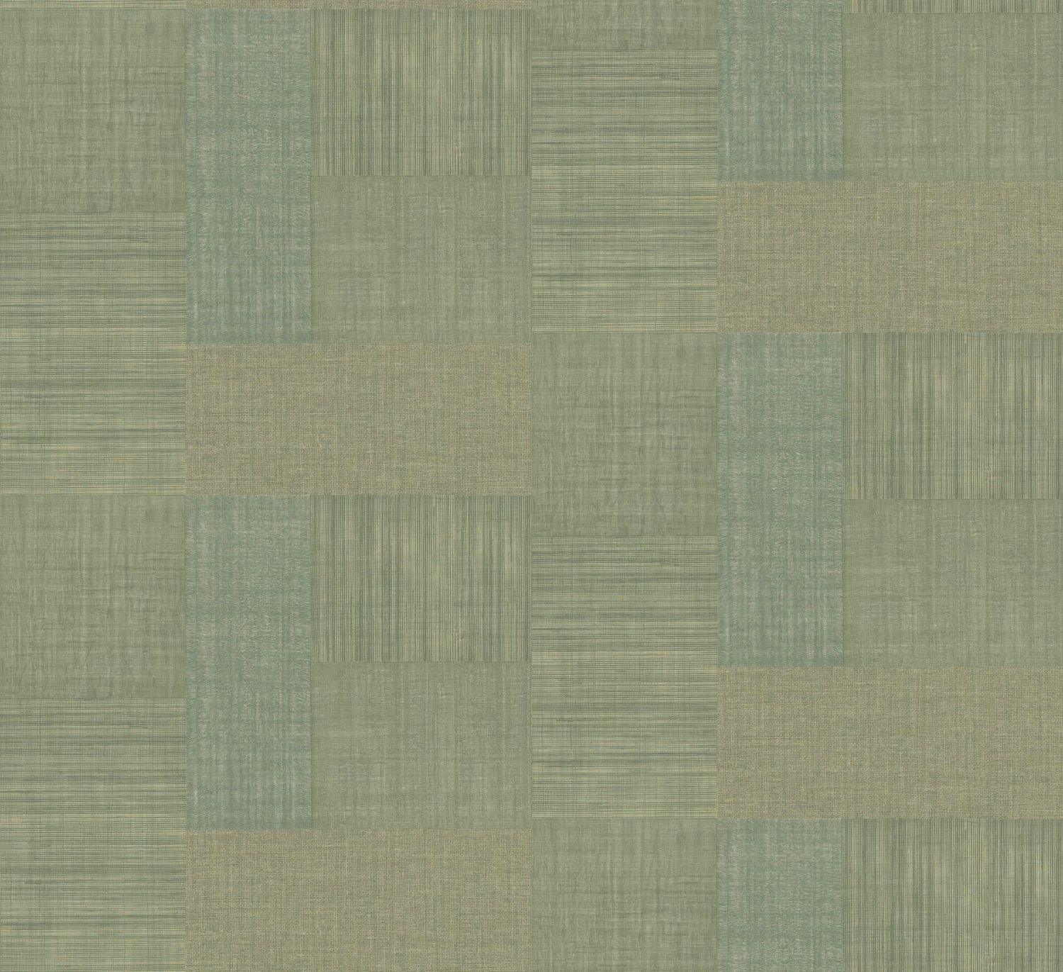 Tapeta strukturovaná geometrická patchwork napodobující tkaninu MESTIZO - CACTUS kaktusová zeleň