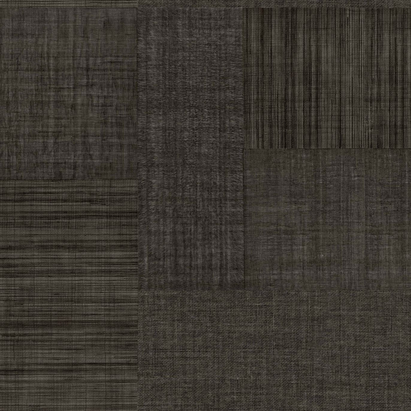 Tapeta strukturovaná geometrická patchwork napodobující tkaninu MESTIZO - NOIR černá