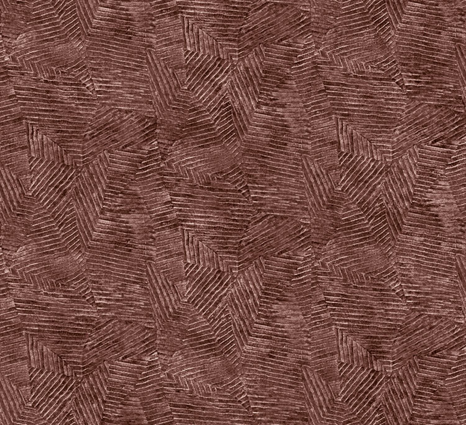 Metalická tapeta s geometrickým vzorem listů LORE - TERAKOTA/DORÉ terakota