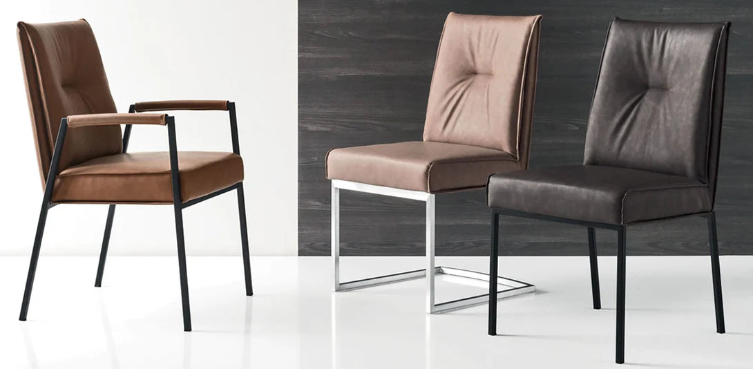 Upholstered ROMY Chair with Black Metal Base