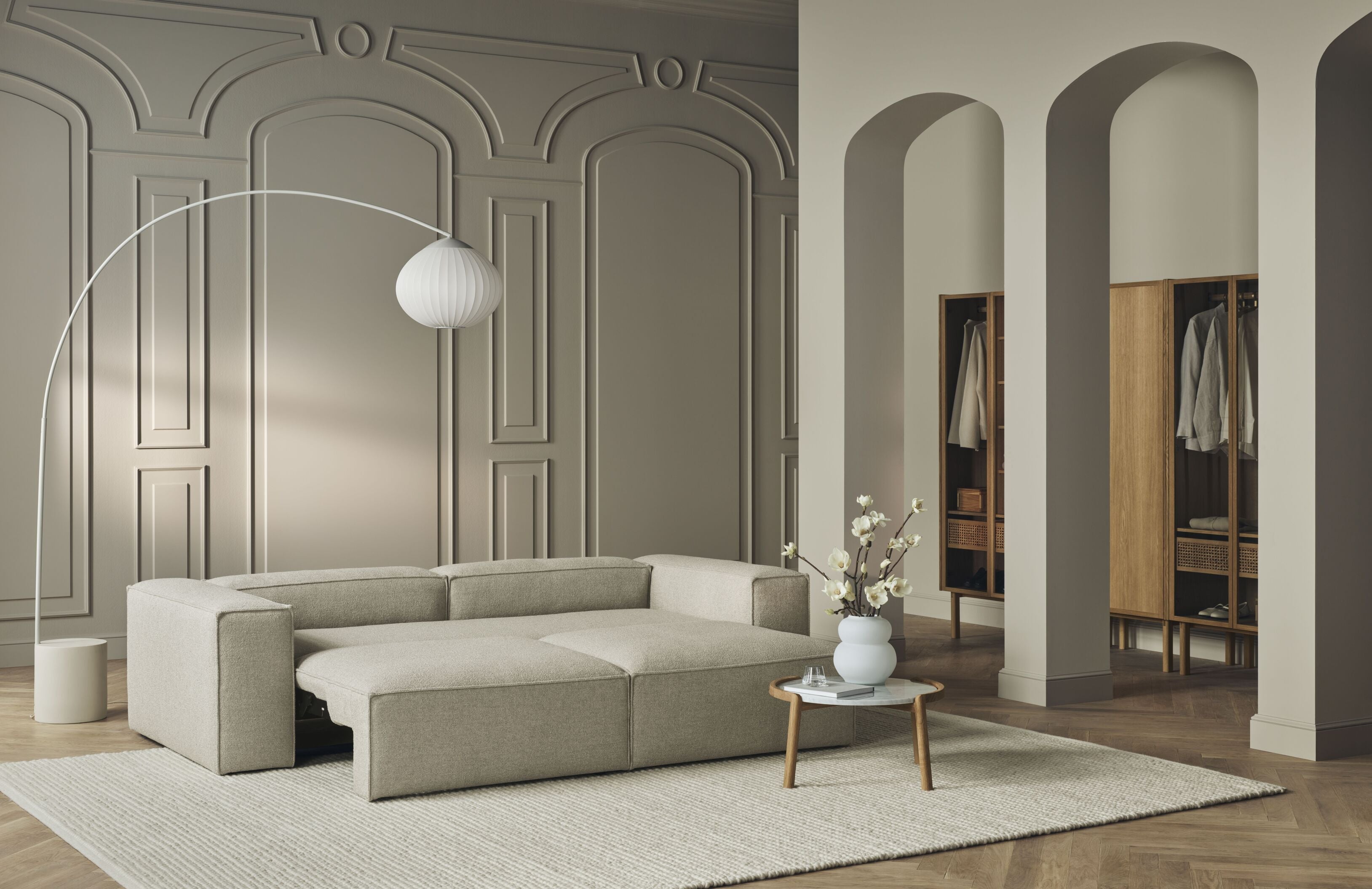 Rozkládací levostranný rohový gauč COSIMA BED čalouněný