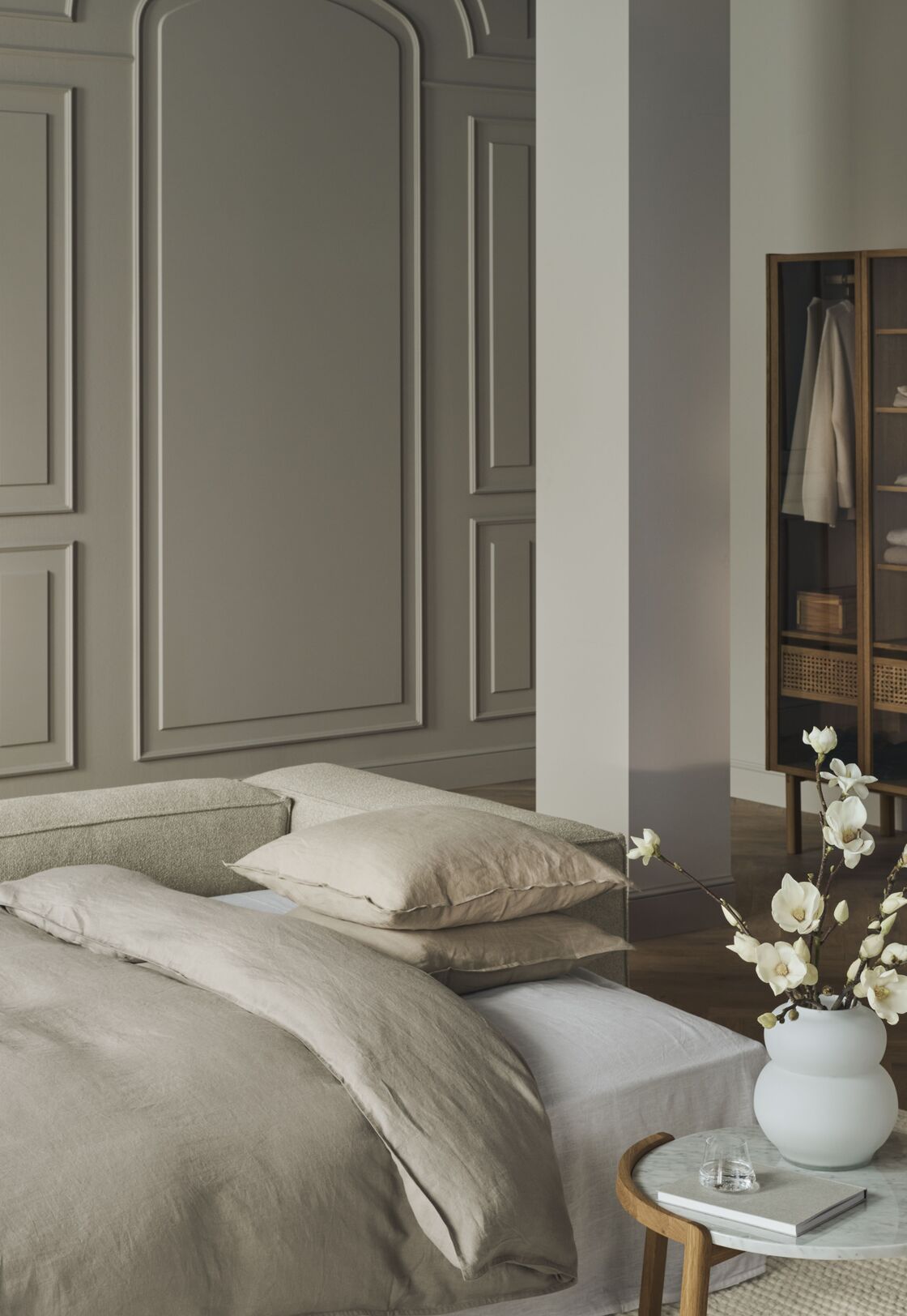 Rozkládací levostranný rohový gauč COSIMA BED čalouněný