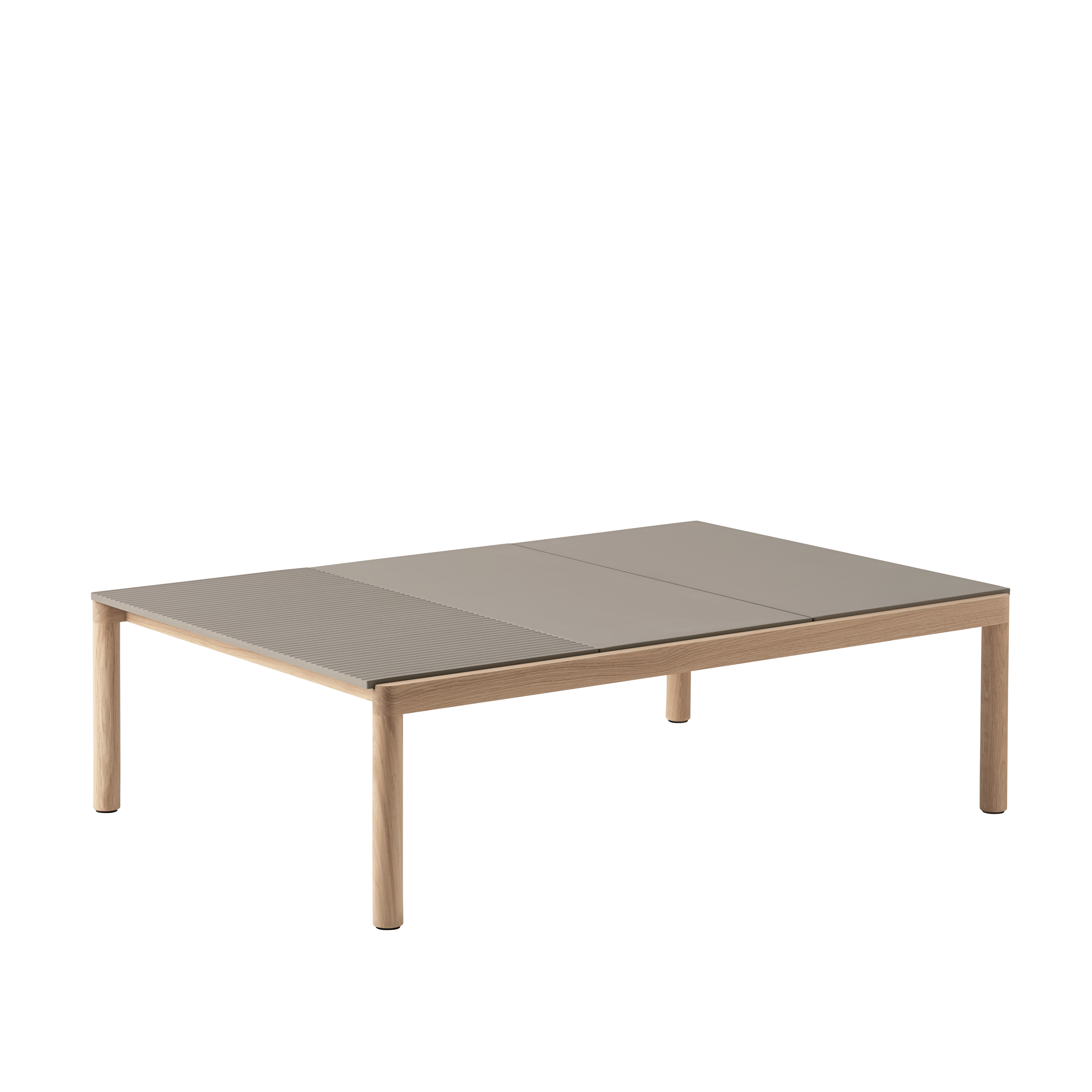 COUPLE taupe coffee table with oak base