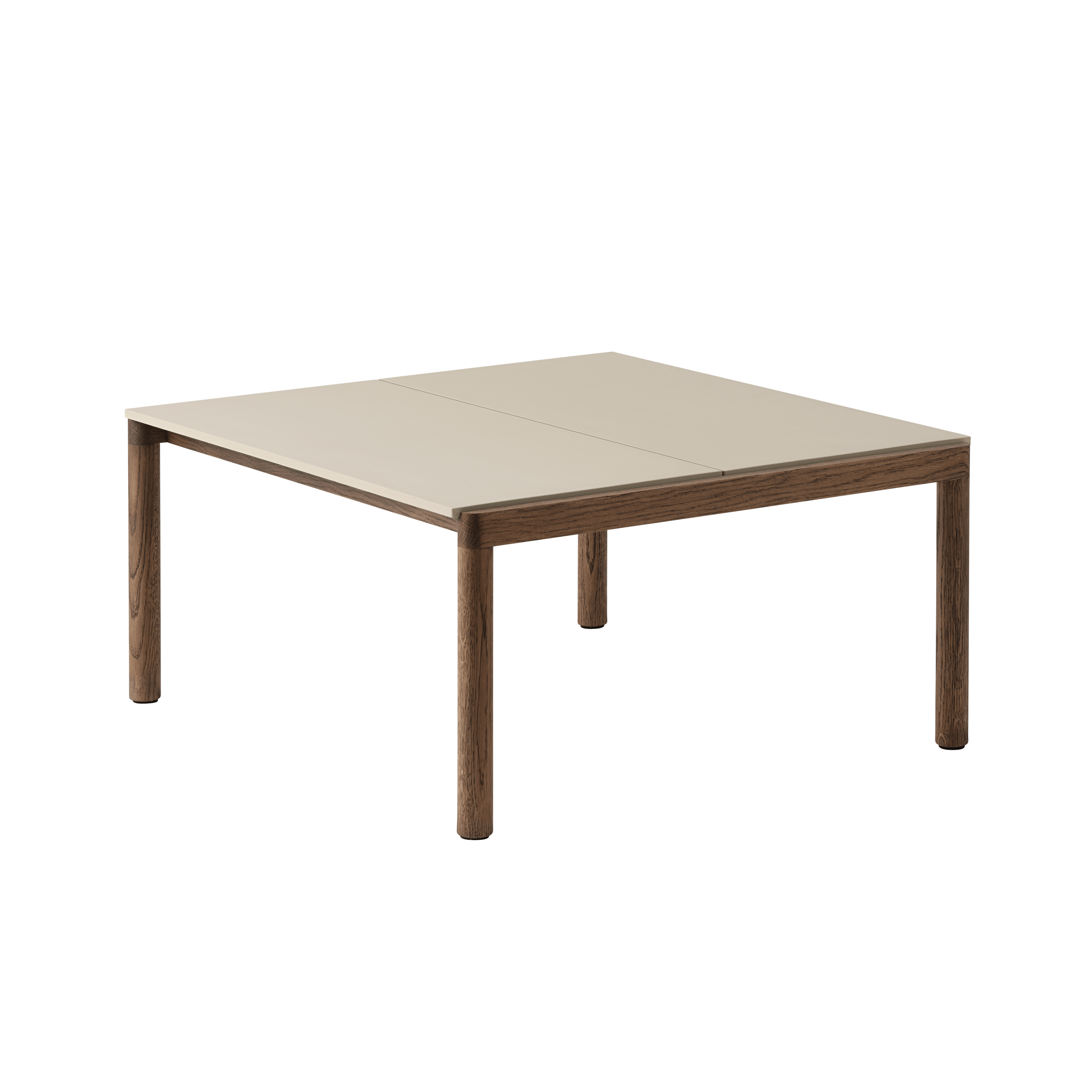 Couple Coffee Table in Sand with Dark Oak Base