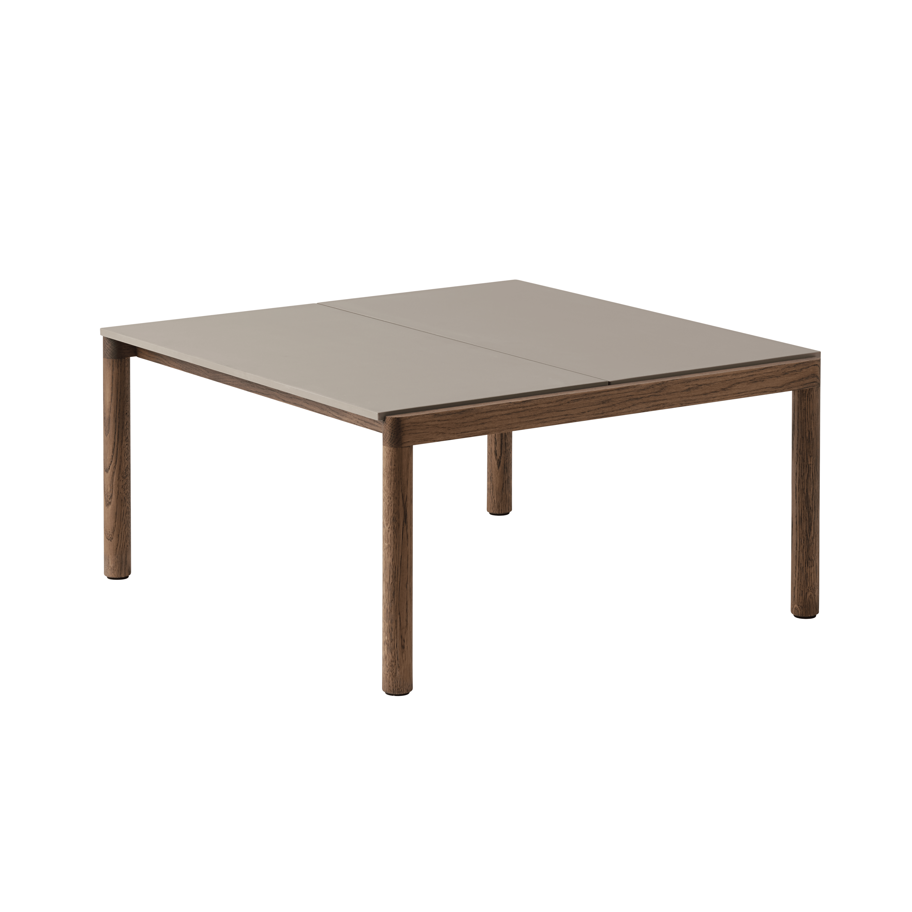 COUPLE taupe coffee table with a dark oak base