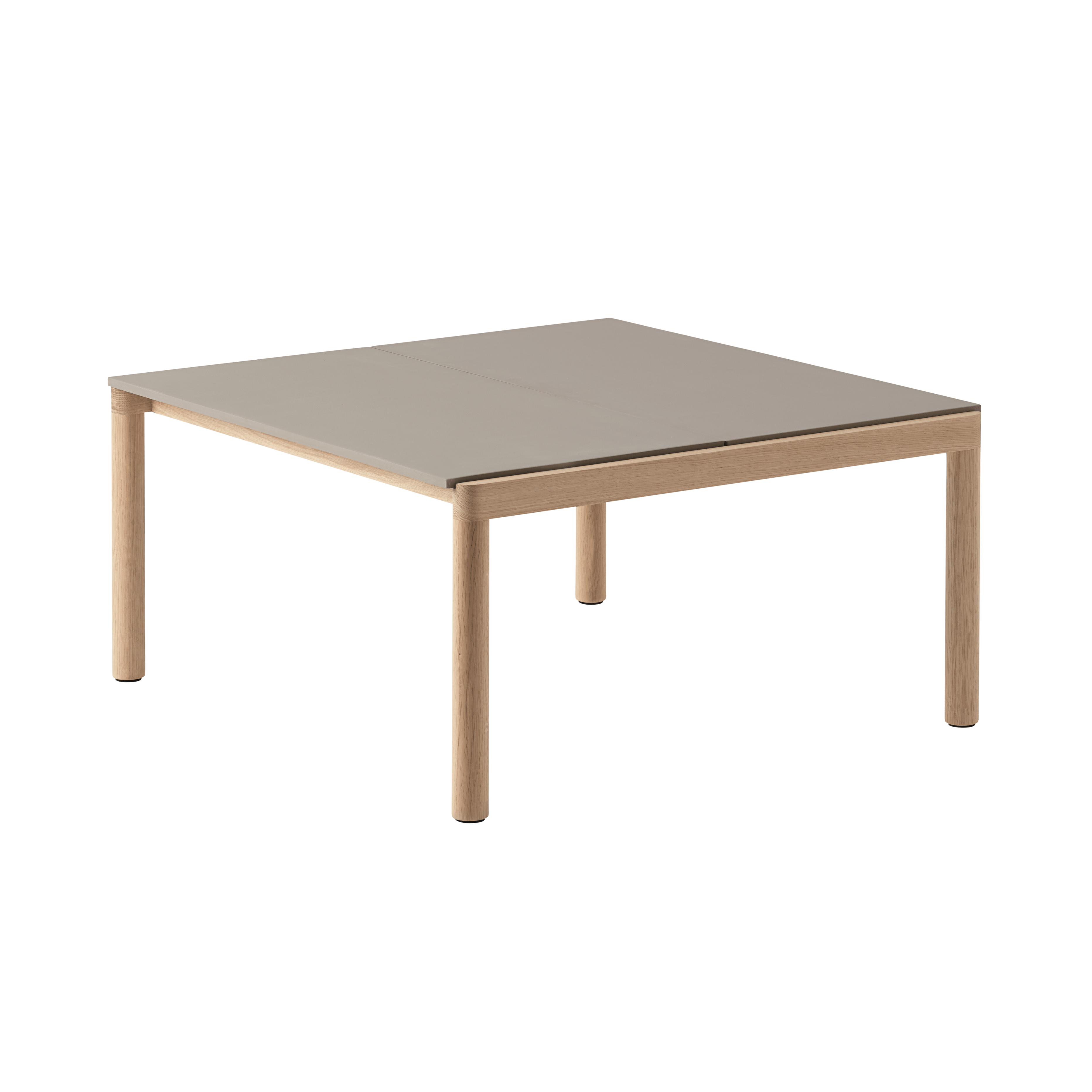 COUPLE taupe coffee table with oak base