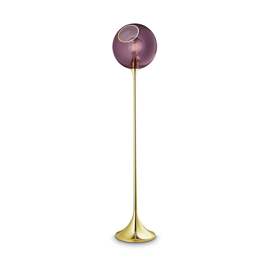 Stojací lampa BALLROOM švestková se zlatým podstavcem