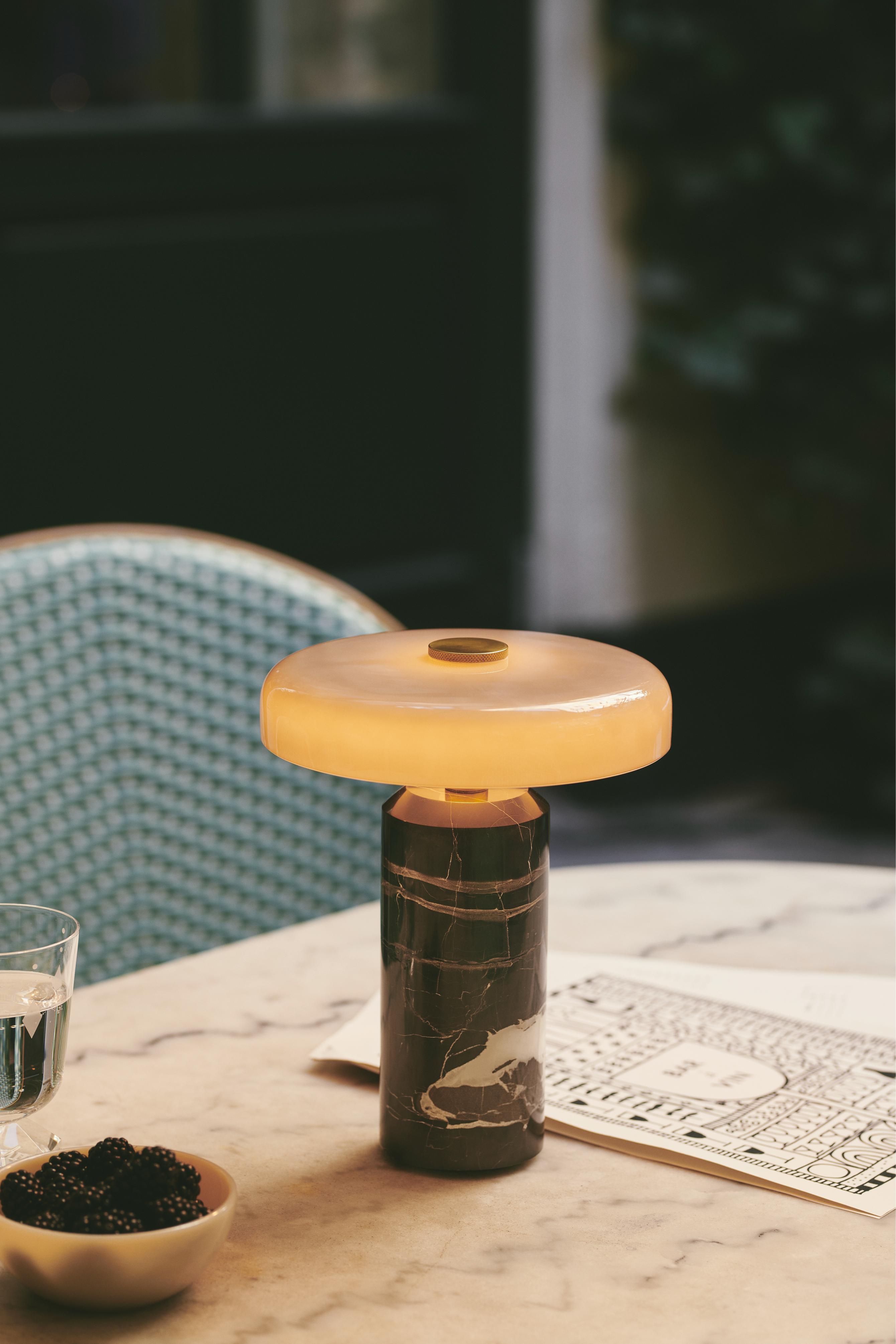 Portable lamp TRIP gray marble with smoky glass